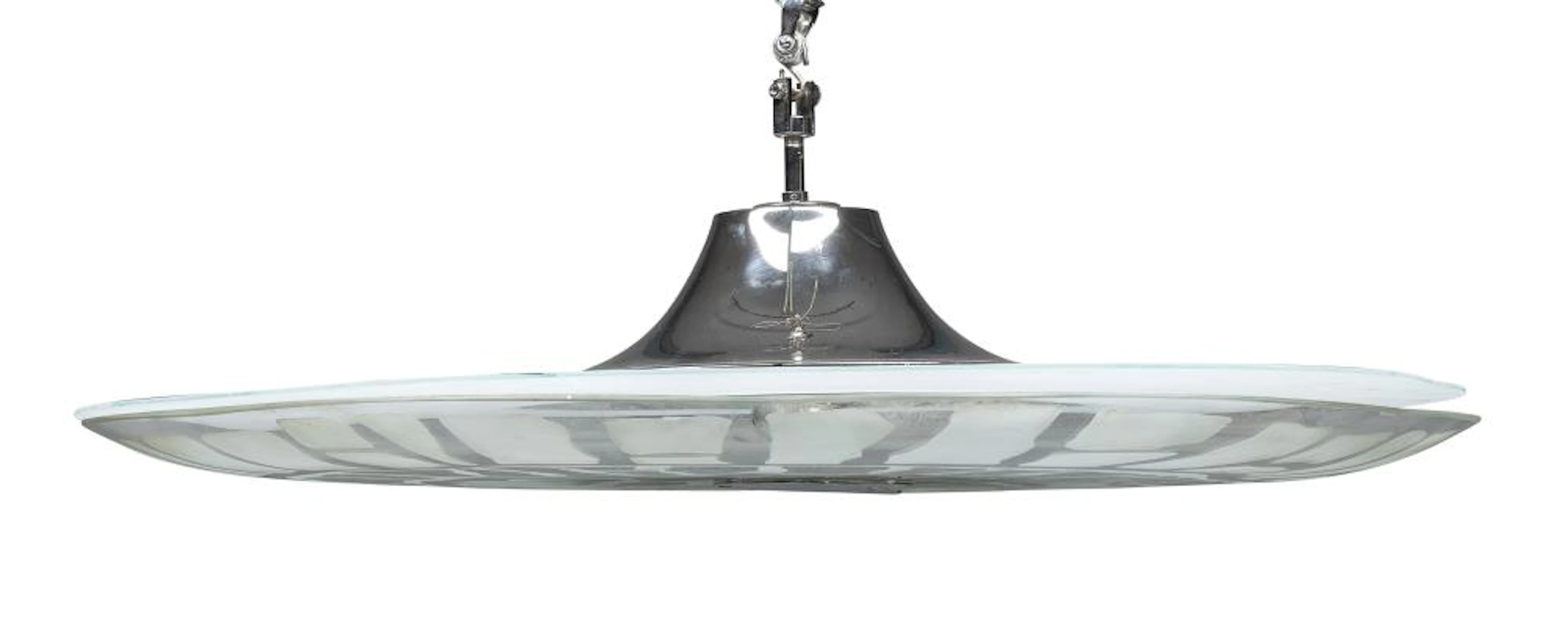 GLASS CHANDELIER, MAX INGRAND FOR FONTANA ARTE 1950s