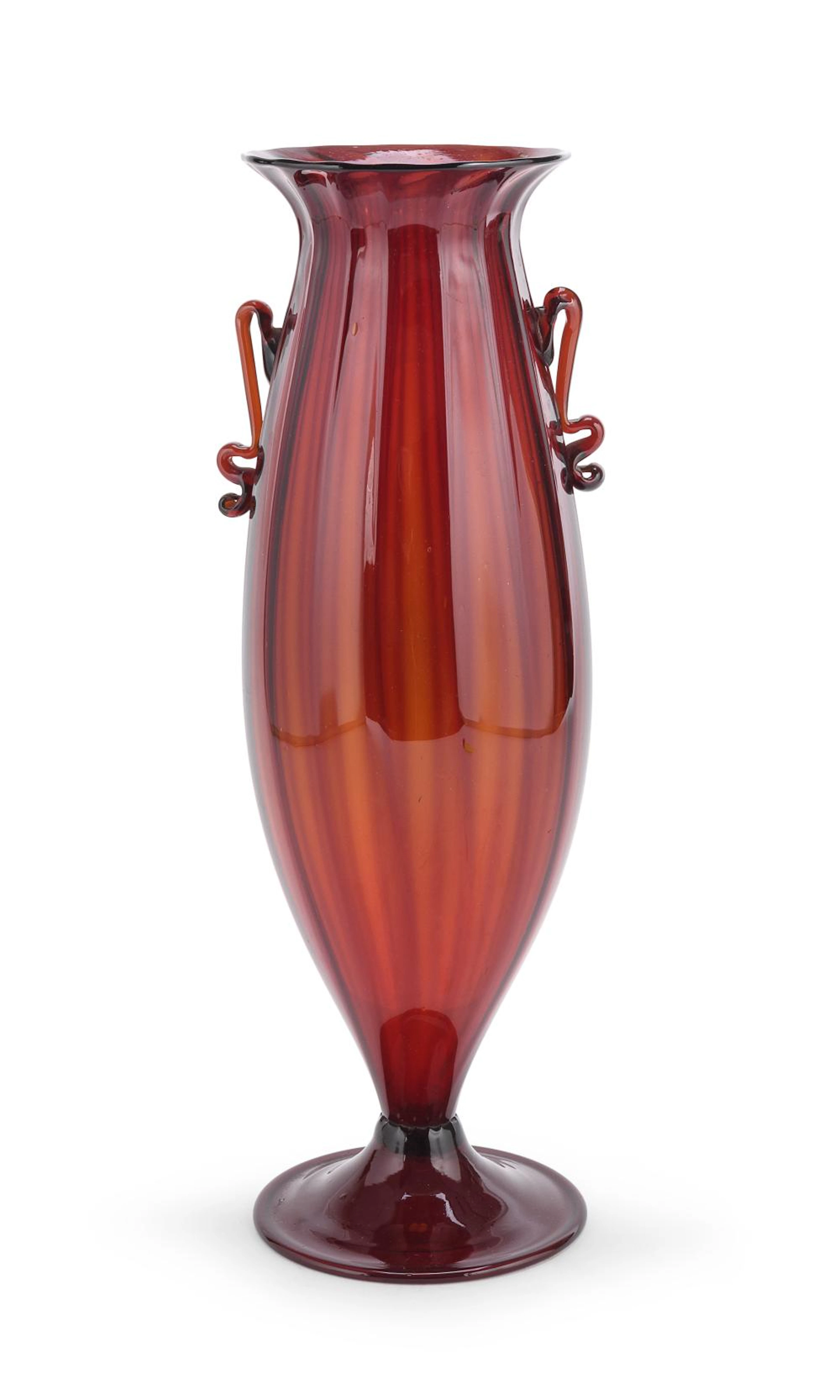 GLASS VASE BY VITTORIO ZECCHIN FOR CAPPELLIN, MURANO 1940s
