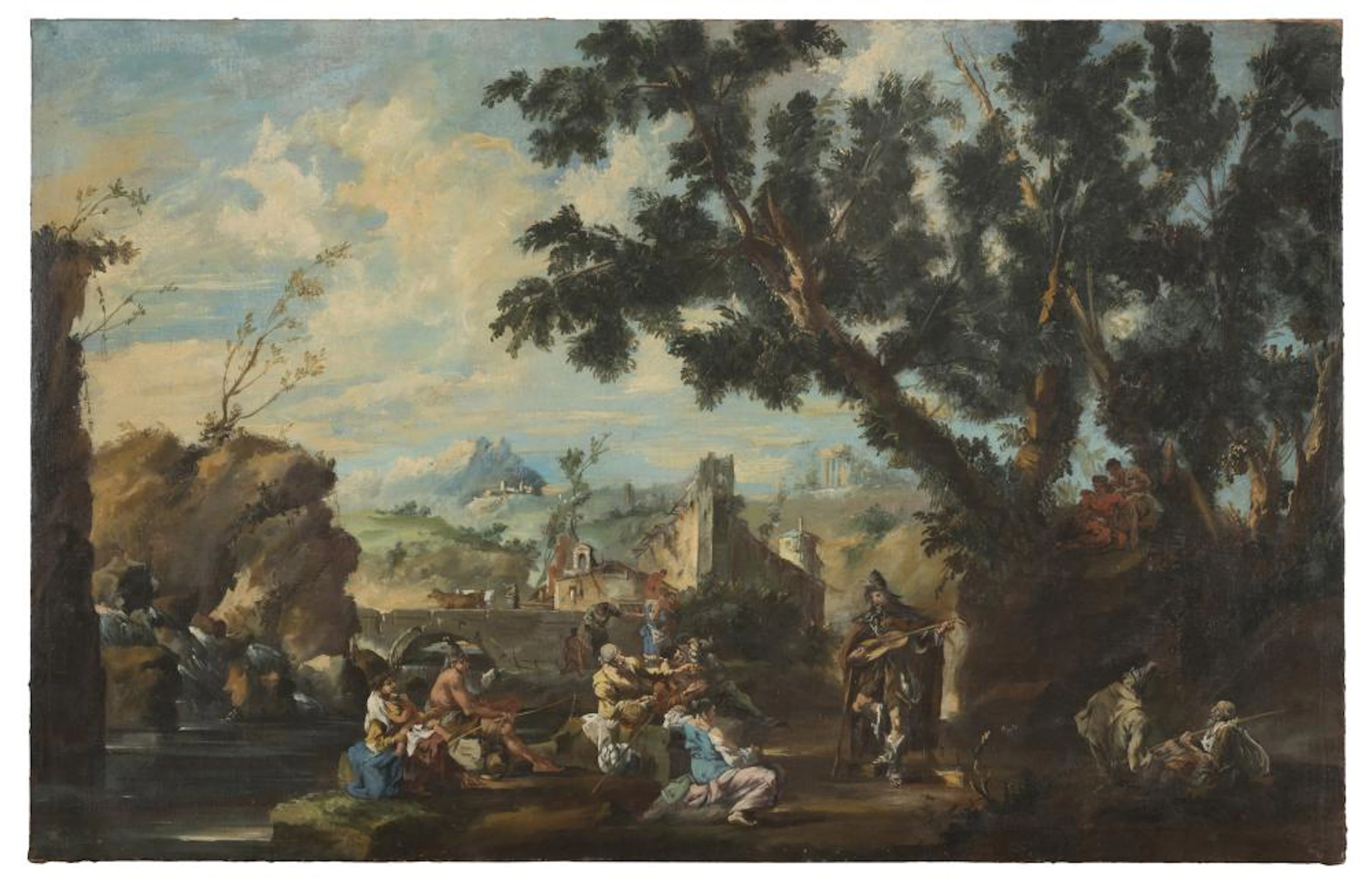OIL PAINTING OF A CONVIVIAL SCENE IN THE MANNER OF...