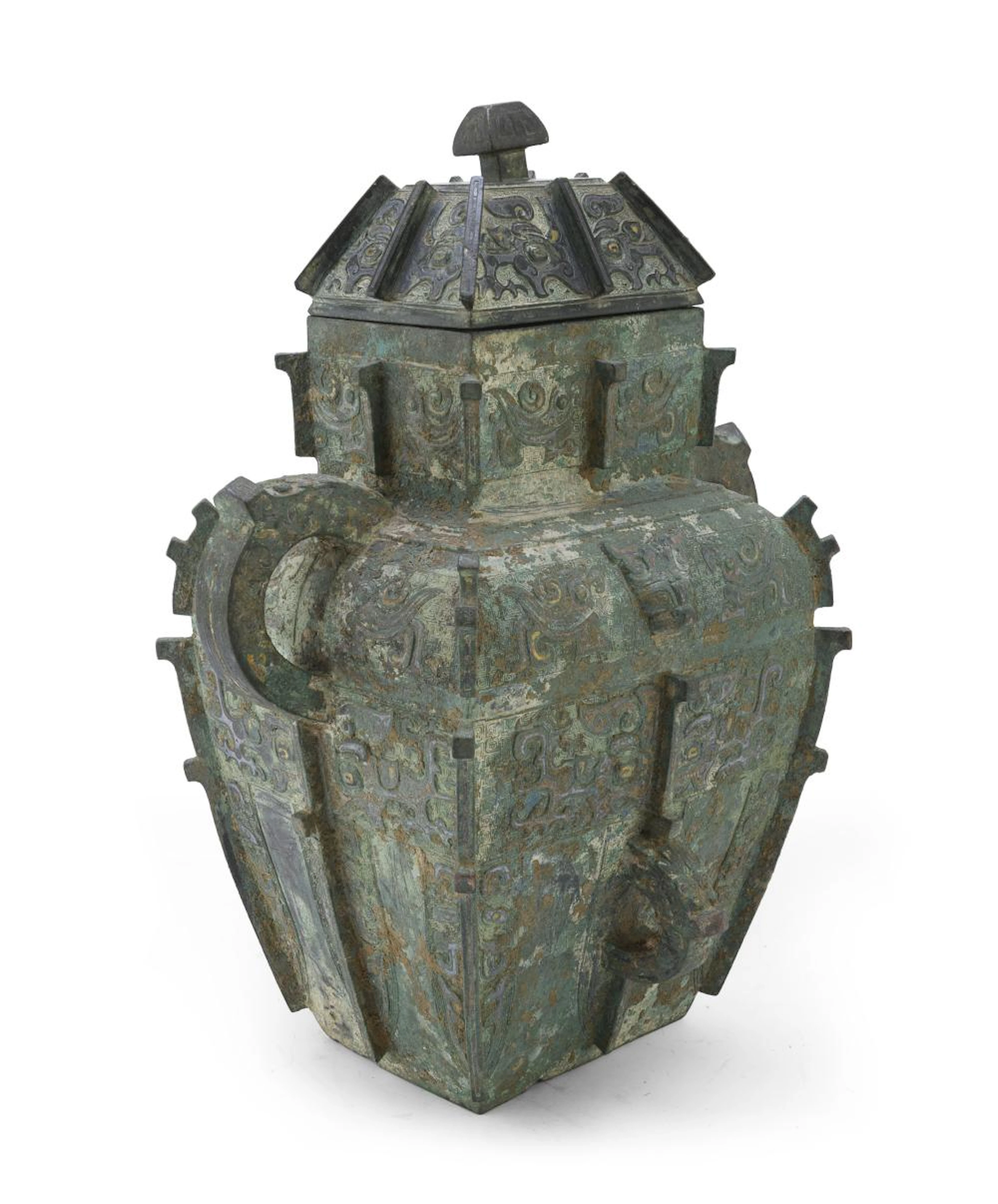 A RARE CHINESE BRONZE VASE, 12TH - 13TH CENTURY.