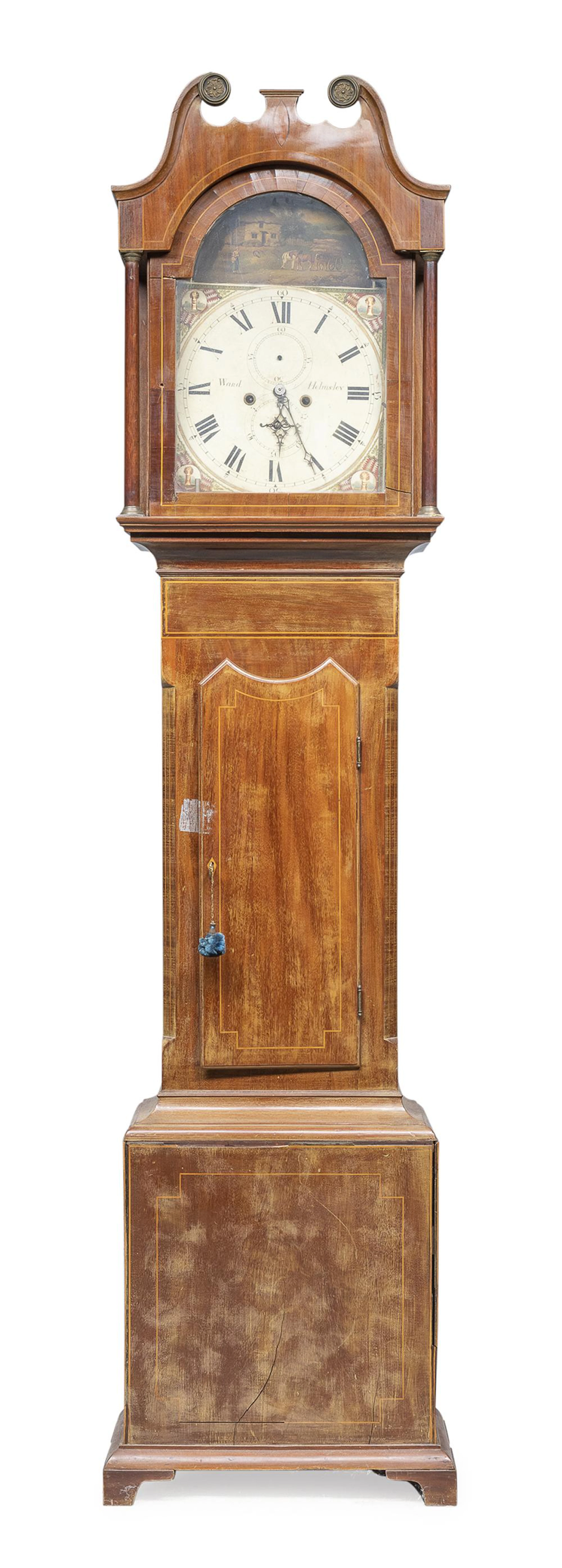 MAHOGANY TOWER CLOCK, ENGLAND EARLY 19TH CENTURY