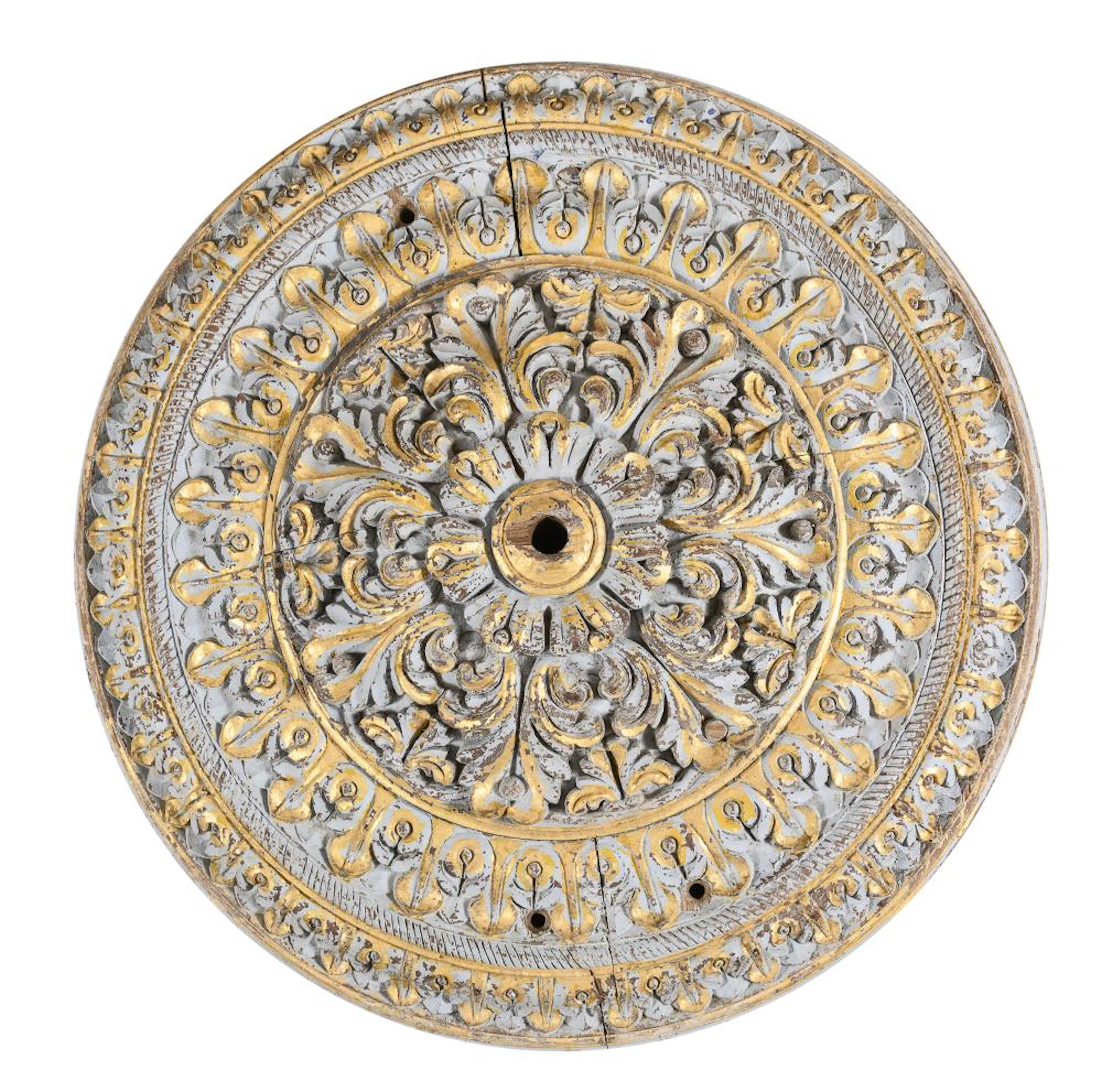 CEILING ROSE IN LACQUERED WOOD, 19TH CENTURY