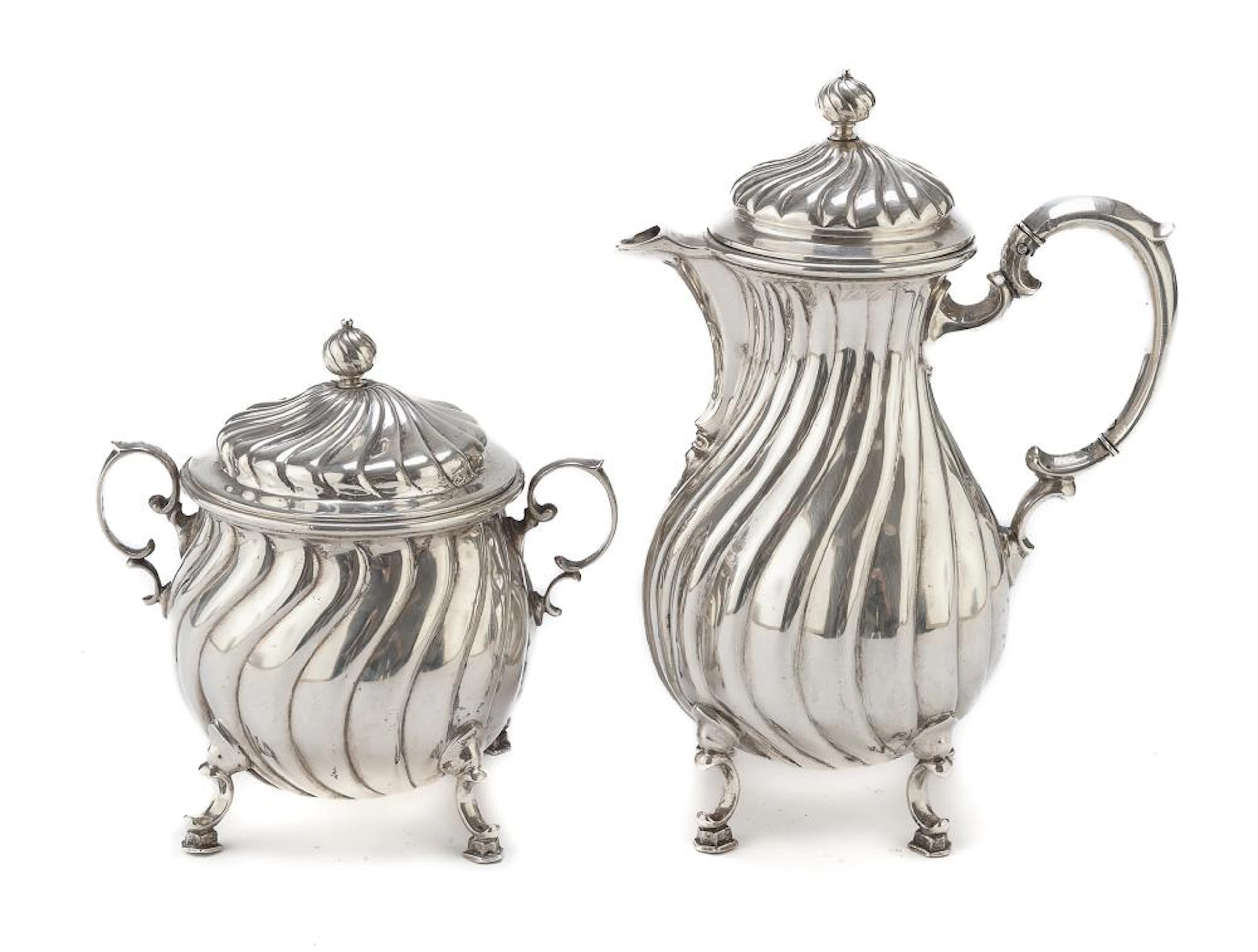 SILVER COFFEE POT AND SUGAR BOWL, BREMEN LATE 19TH CENTURY