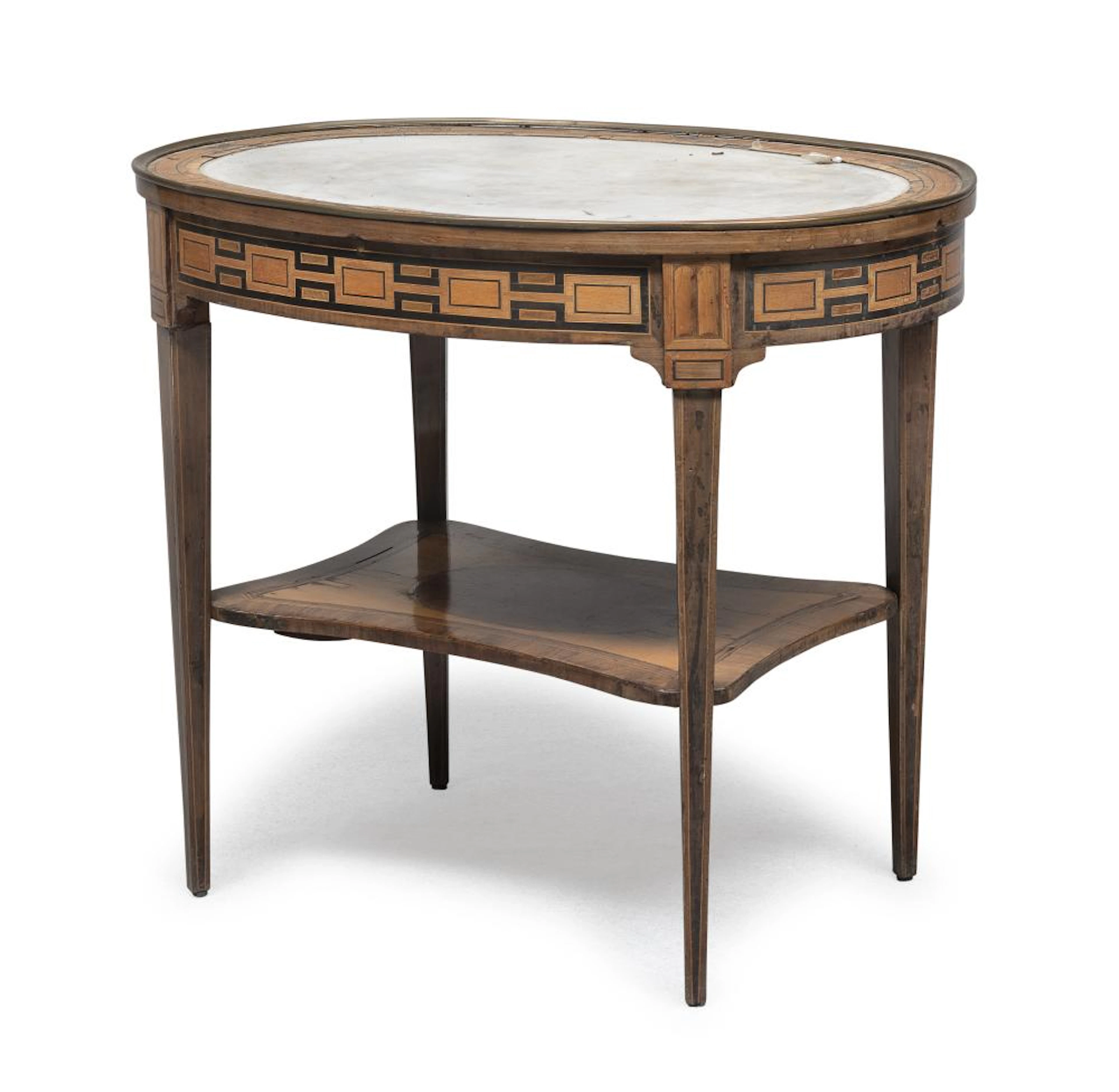 INLAID OVAL TABLE, LOMBARDY END OF THE LOUIS XVI PERIOD
