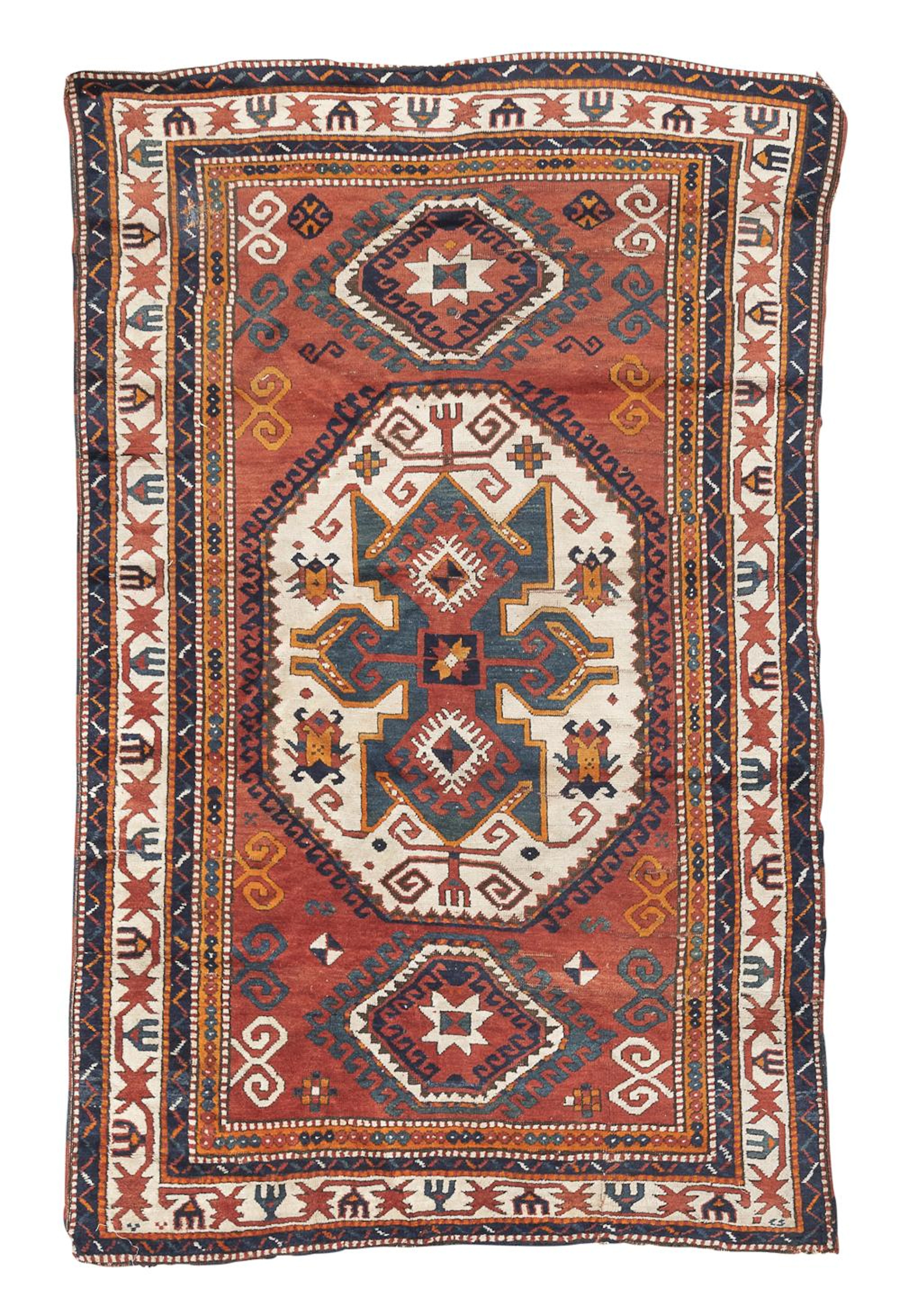 ARCHAIC CAUCASIAN KAZAK CARPET, SECOND HALF 19TH CENTURY