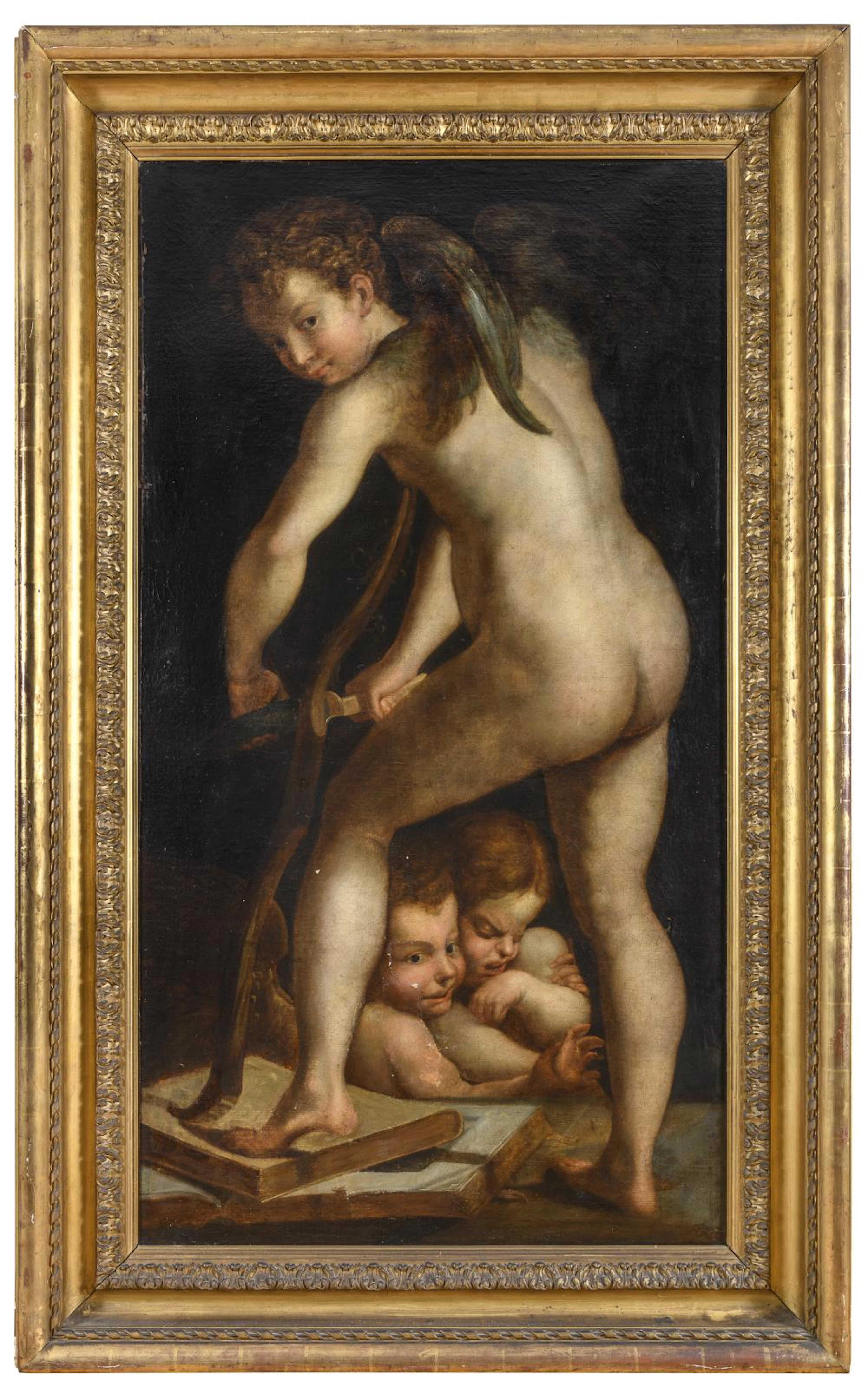 OIL PAINTING BY FOLLOWER OF PARMIGIANINO, 18TH CENTURY