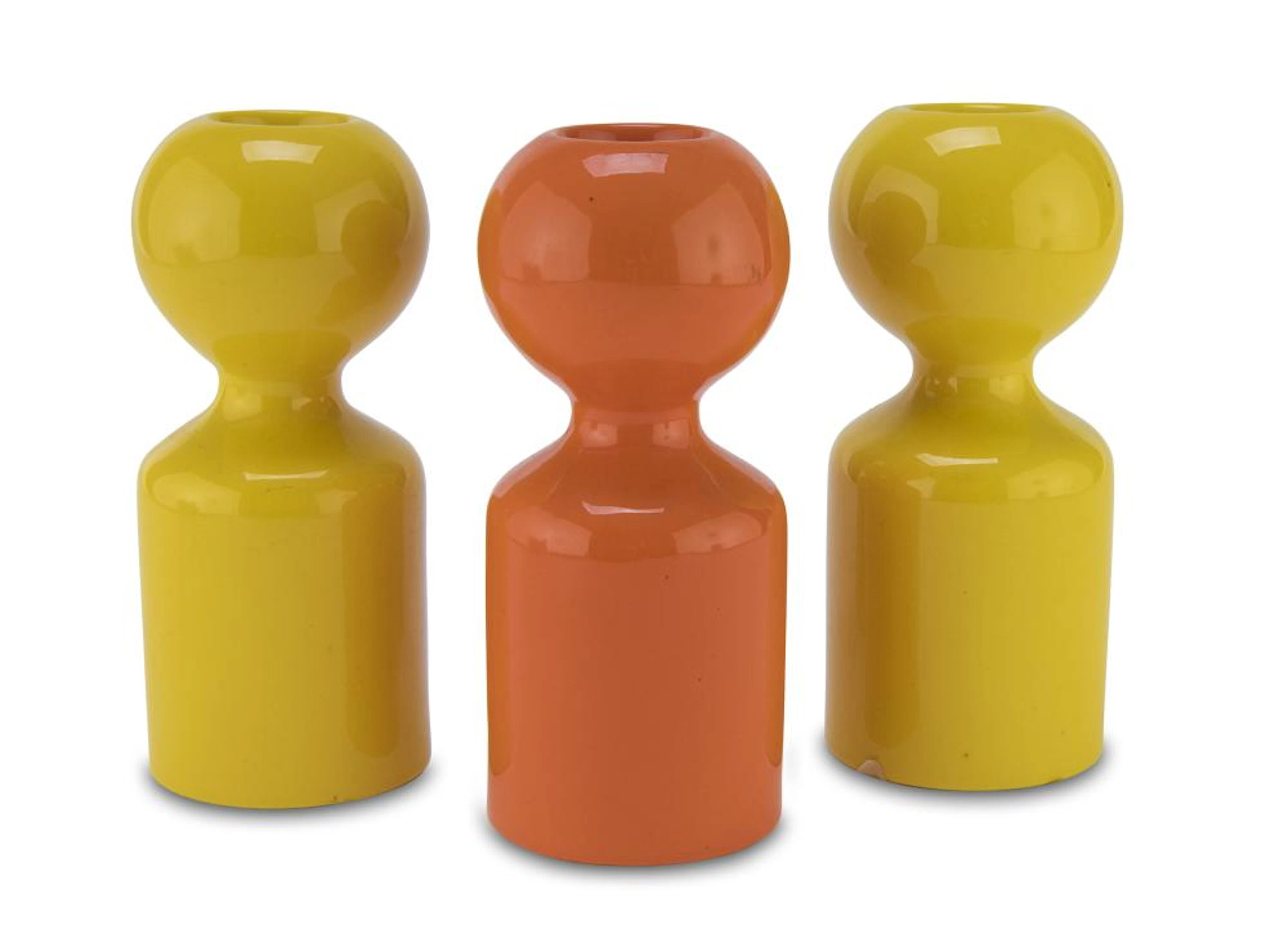 THREE CANDLESTICKS IN CERAMIC GABBIANELLI 1990s