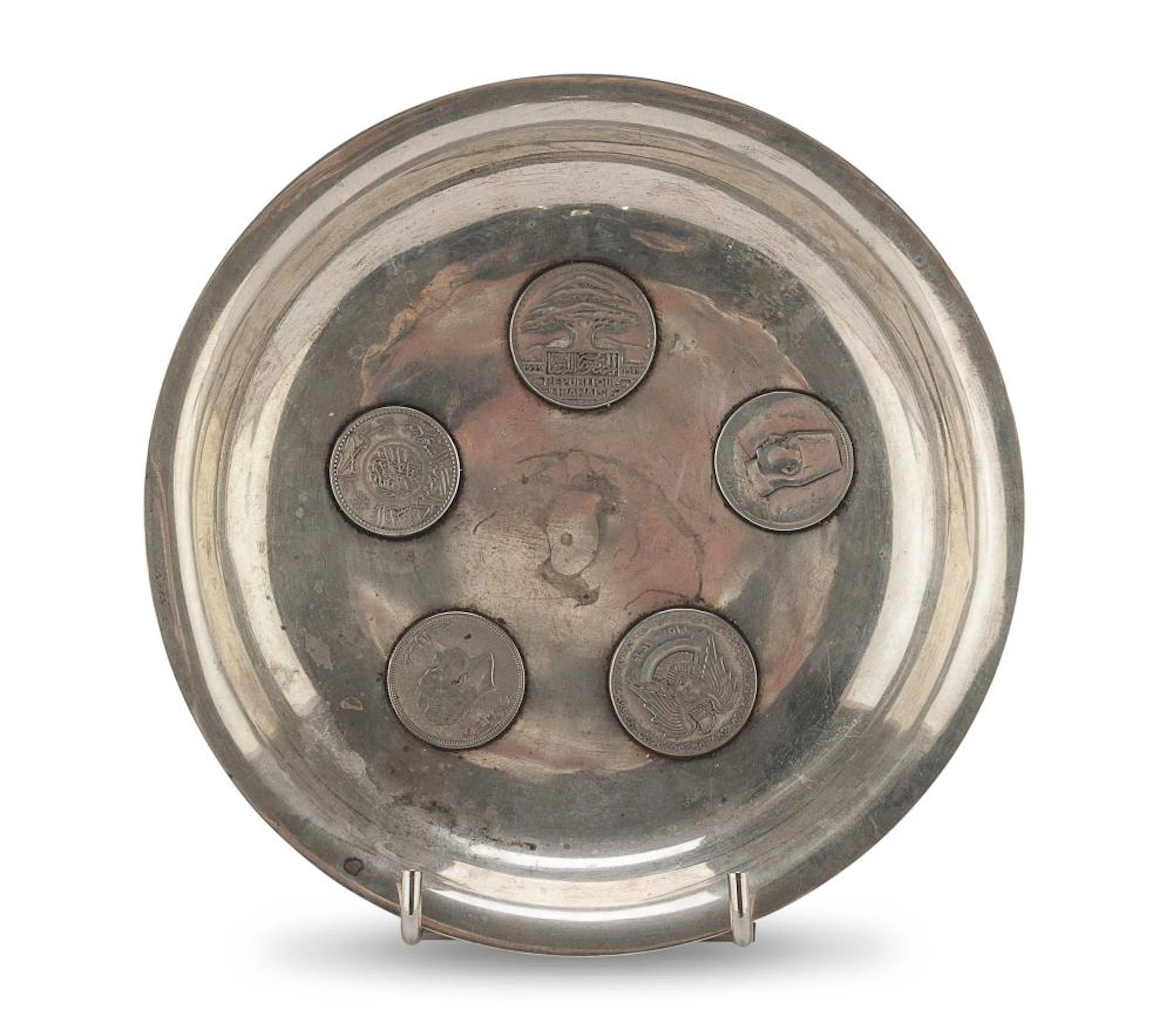 SILVER SAUCER LEBANESE REPUBLIC EARLY 20TH CENTURY