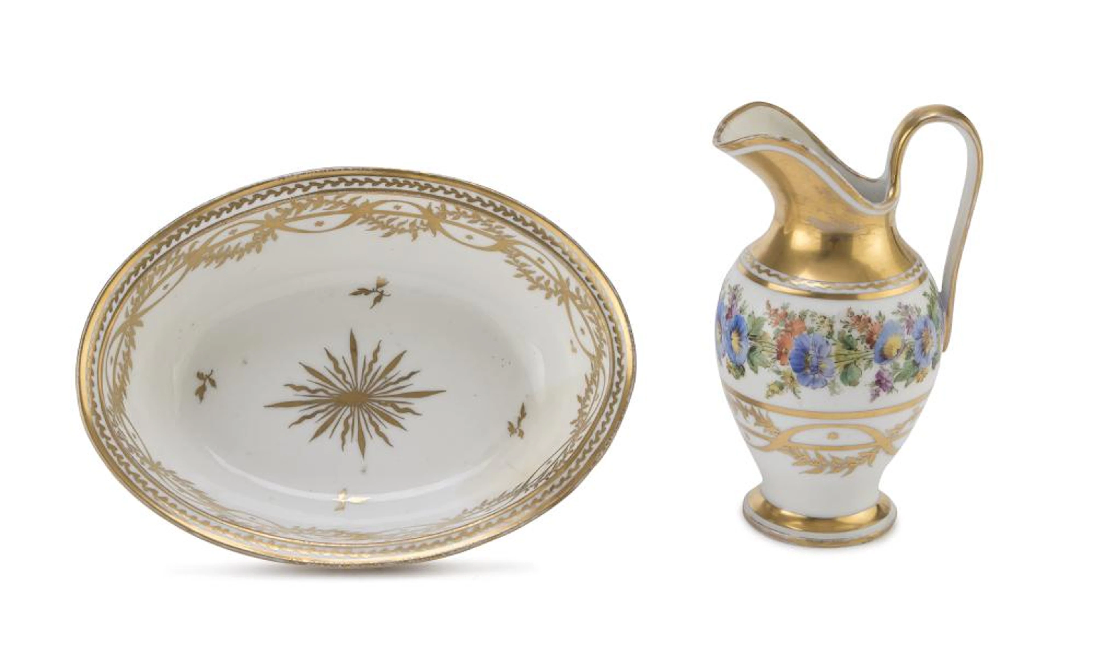 PITCHER AND BASIN IN WHITE PORCELAIN BELGIUM EARLY 20TH CENTURY