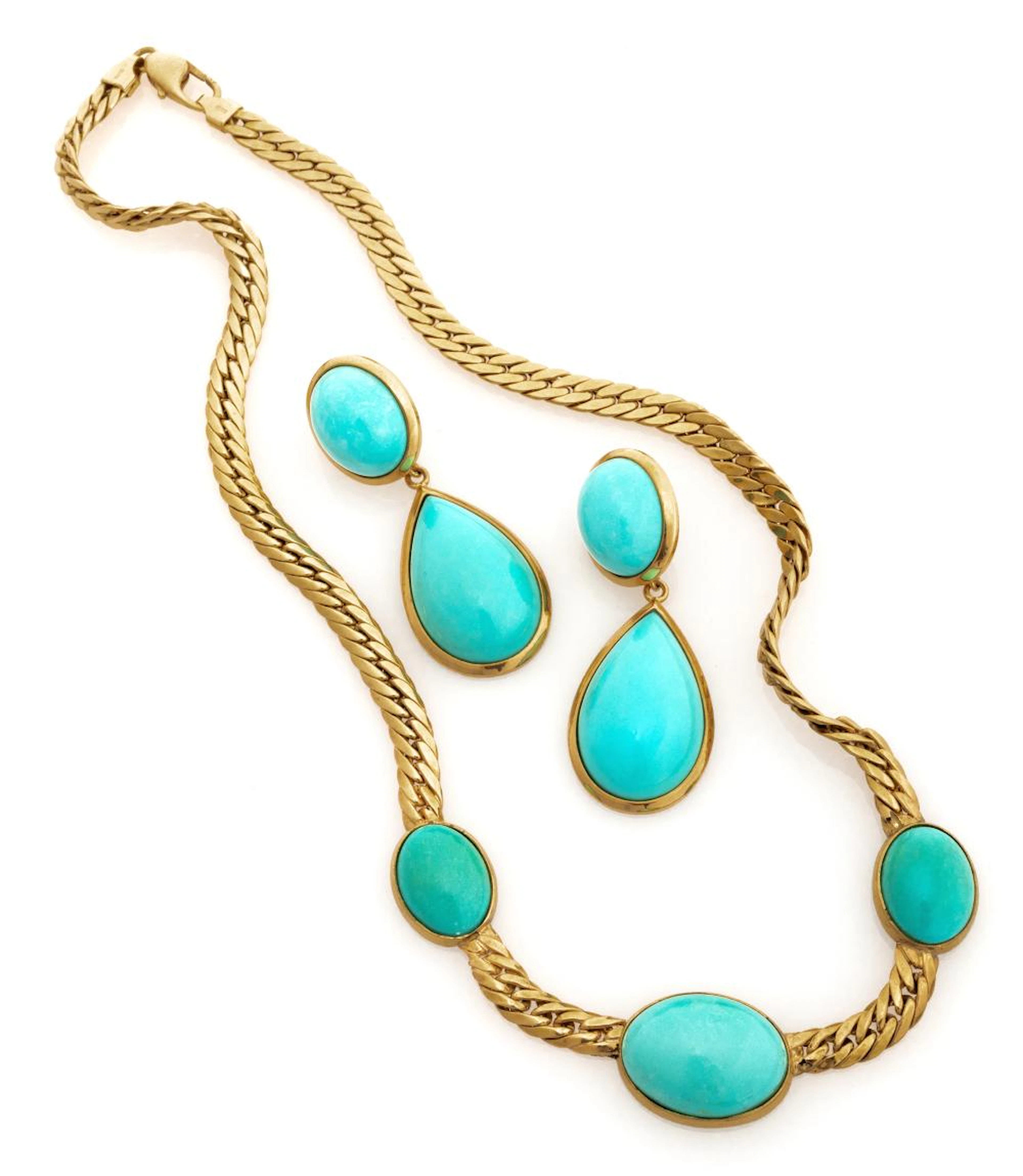 SET OF GOLD EARRINGS AND NECKLACE