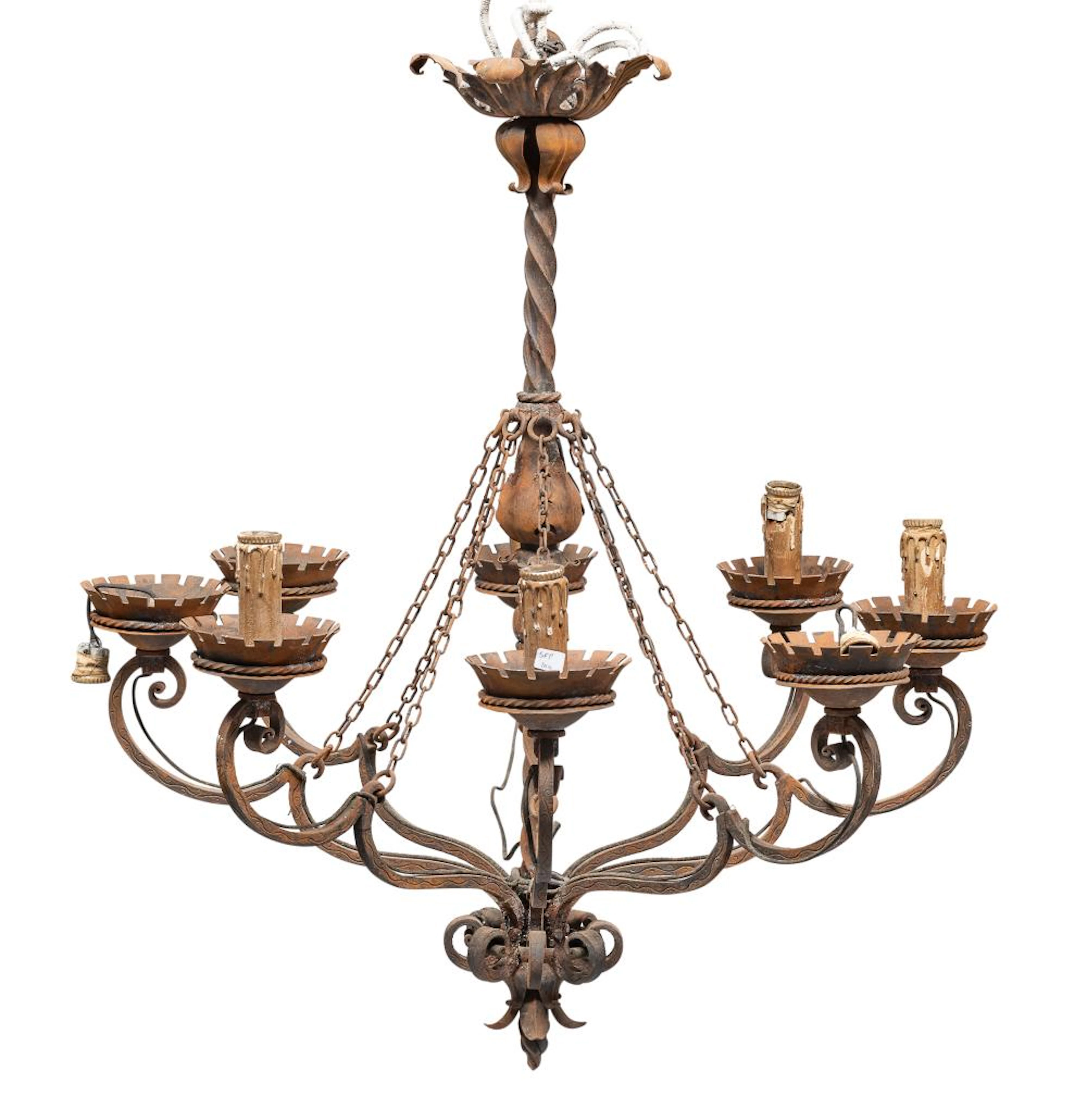 WROUGHT IRON CHANDELIER,