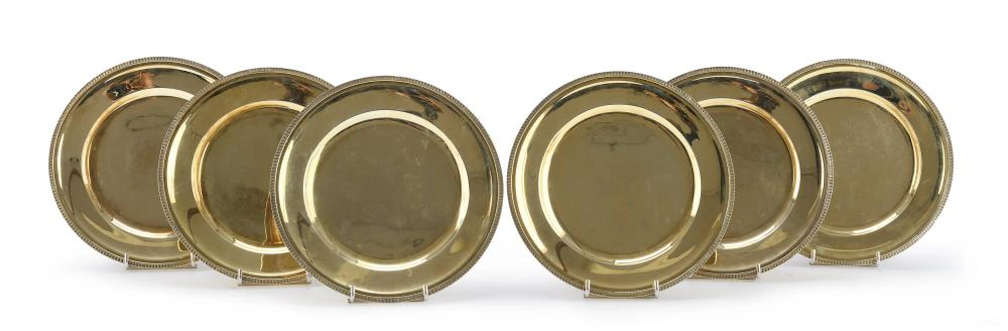 SIX GILT SILVER PLATES, MILAN 1940s/50s