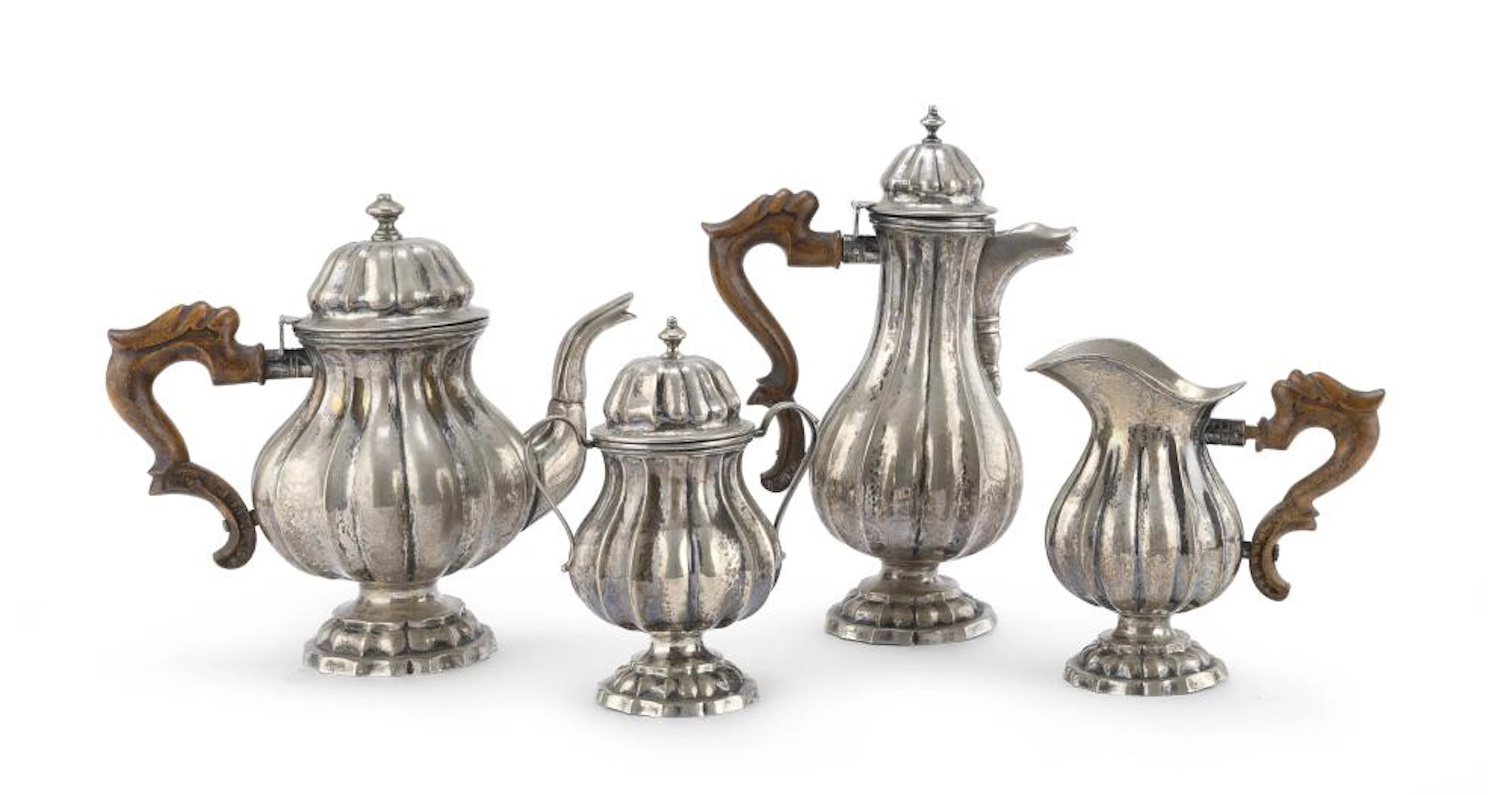 SILVER TEA AND COFFEE SET, TREVISO, approx. 1960.