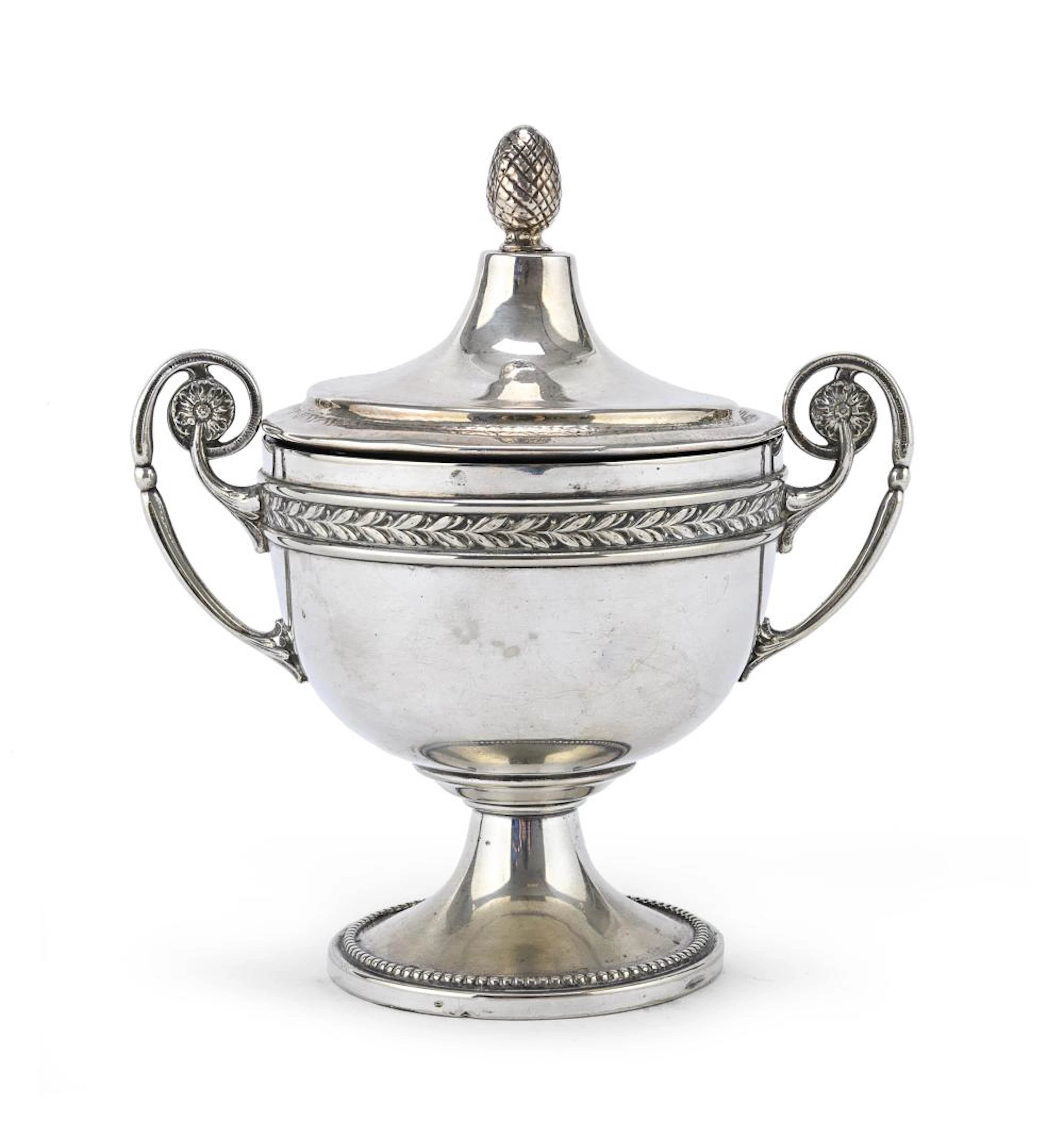 SILVER METAL SUGAR BOWL, EARLY 20TH CENTURY