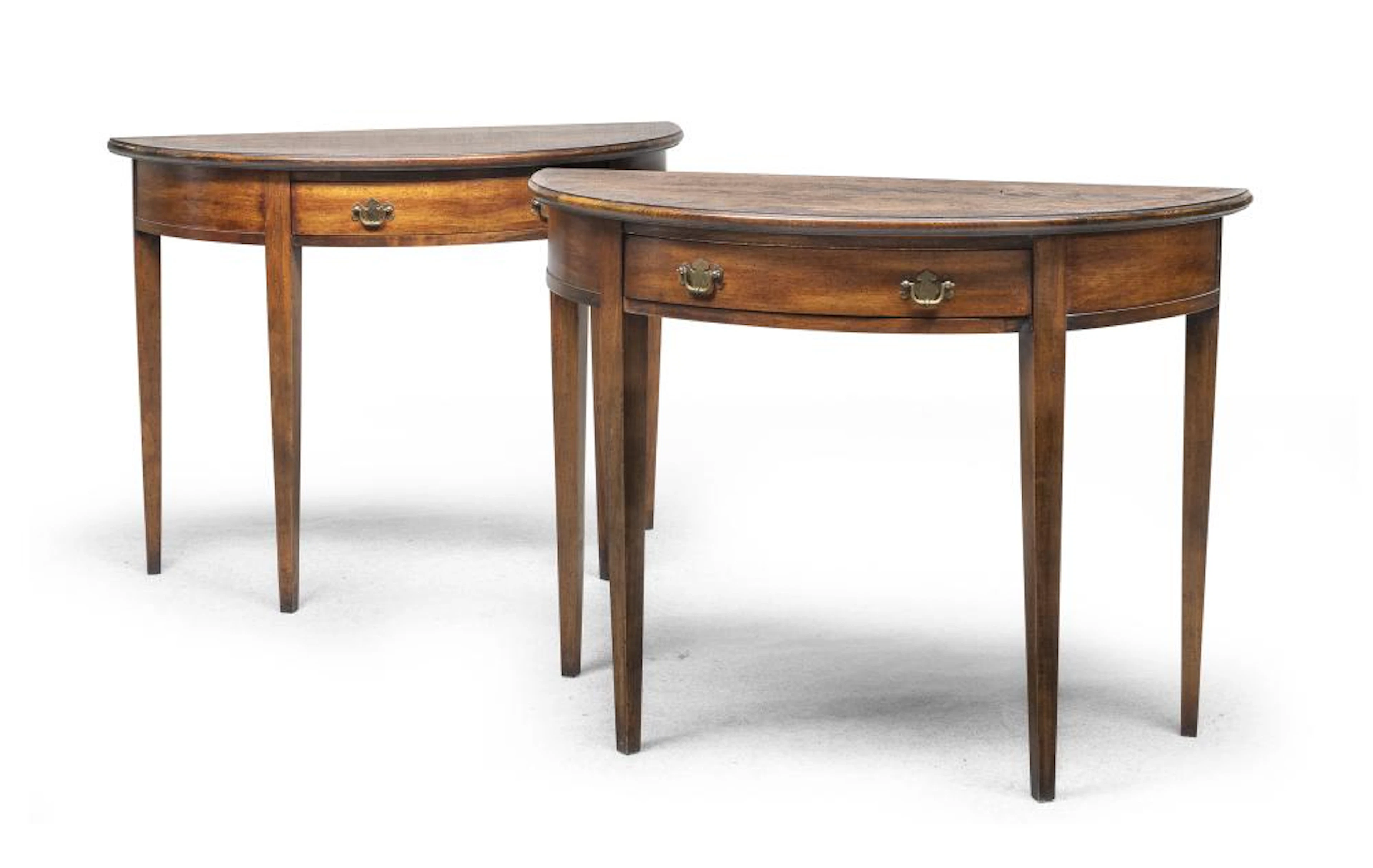 PAIR OF WALNUT STAINED WOOD CONSOLE, EARLY 20TH CENTURY