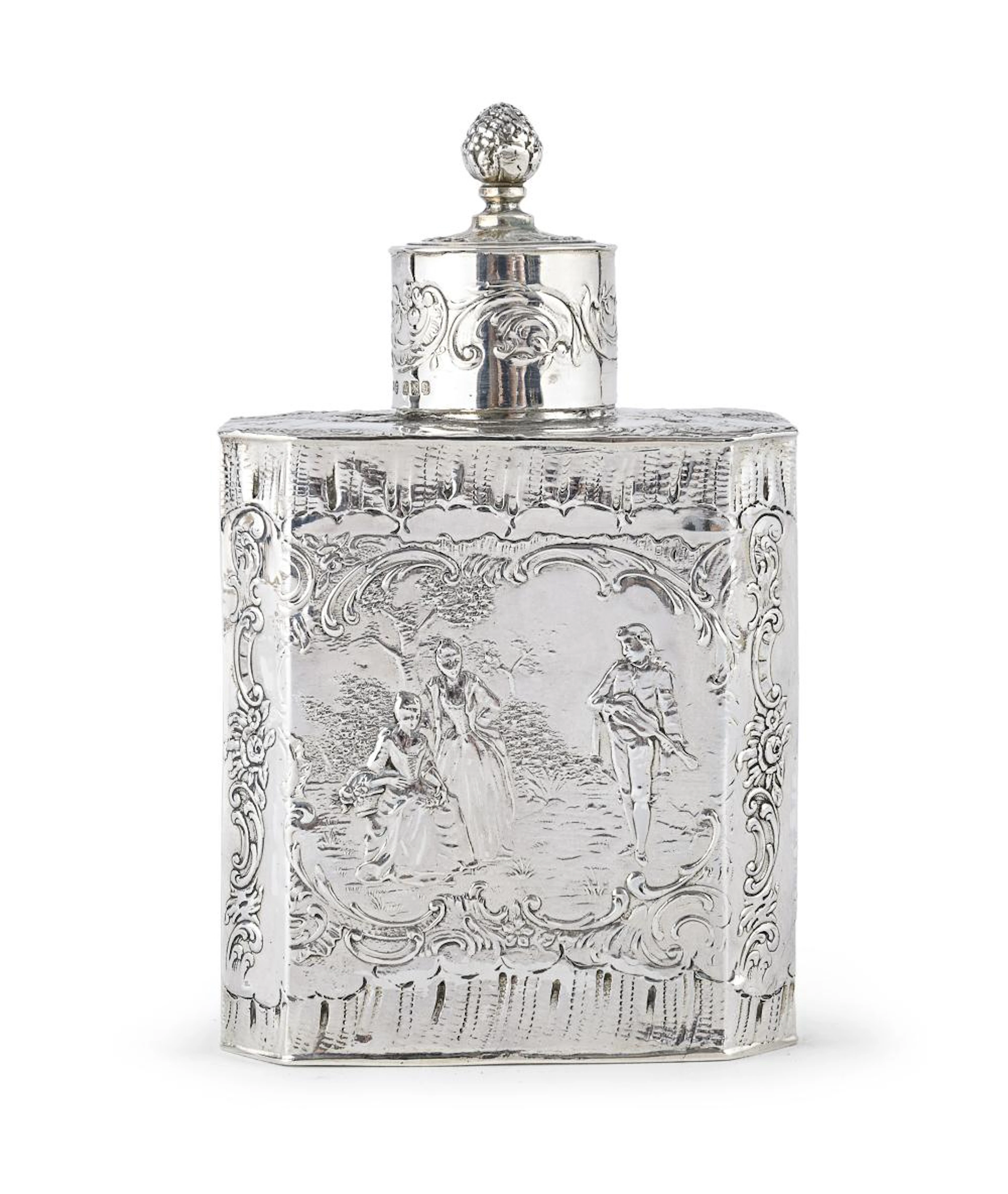SILVER TEA BOX, GERMAN PUNCH, SECOND HALF OF THE 19TH CENTURY