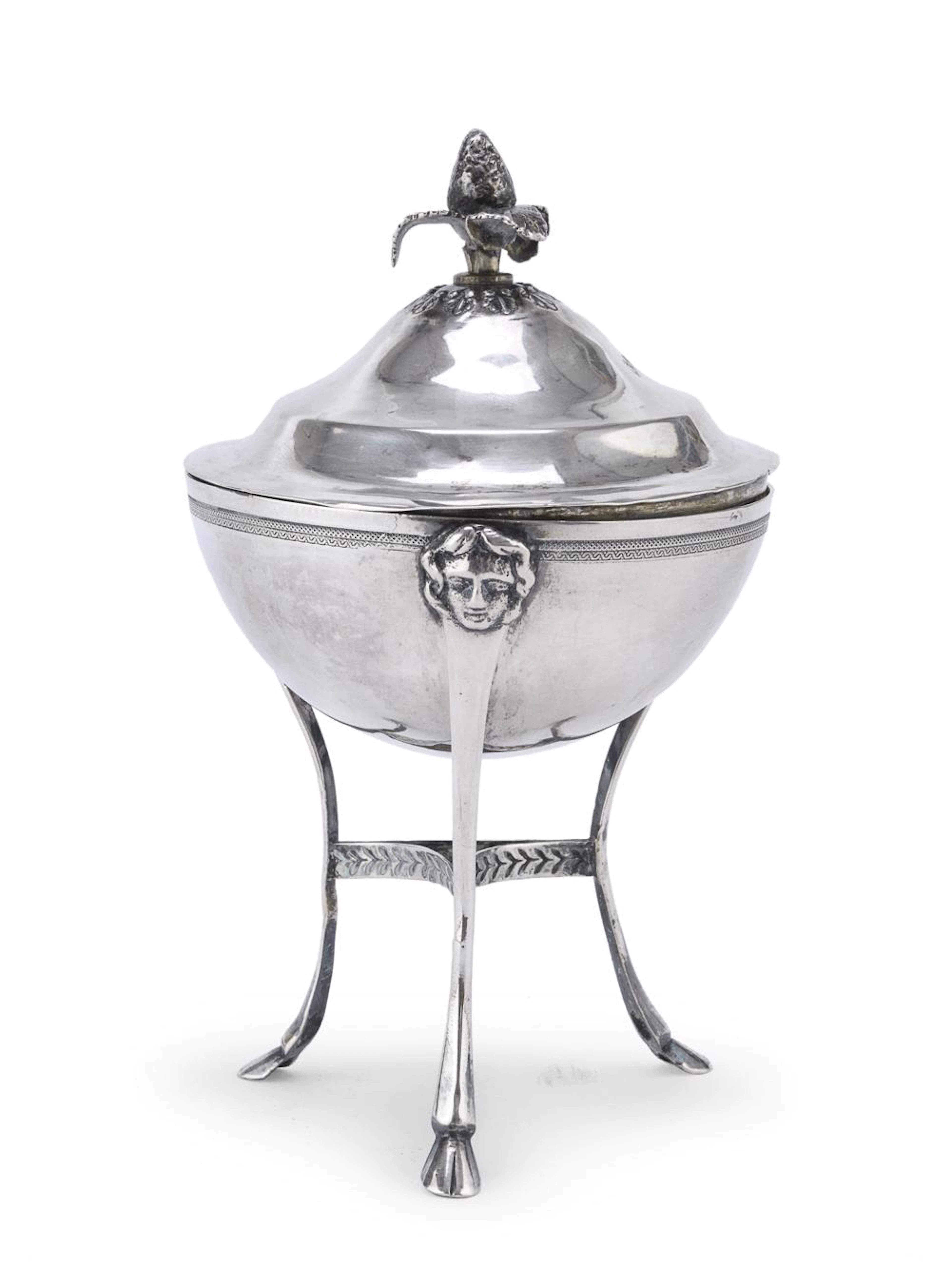 SILVER SUGAR BOWL, LOMBARDY-VENETO PUNCH, MILAN, approx. 1830.