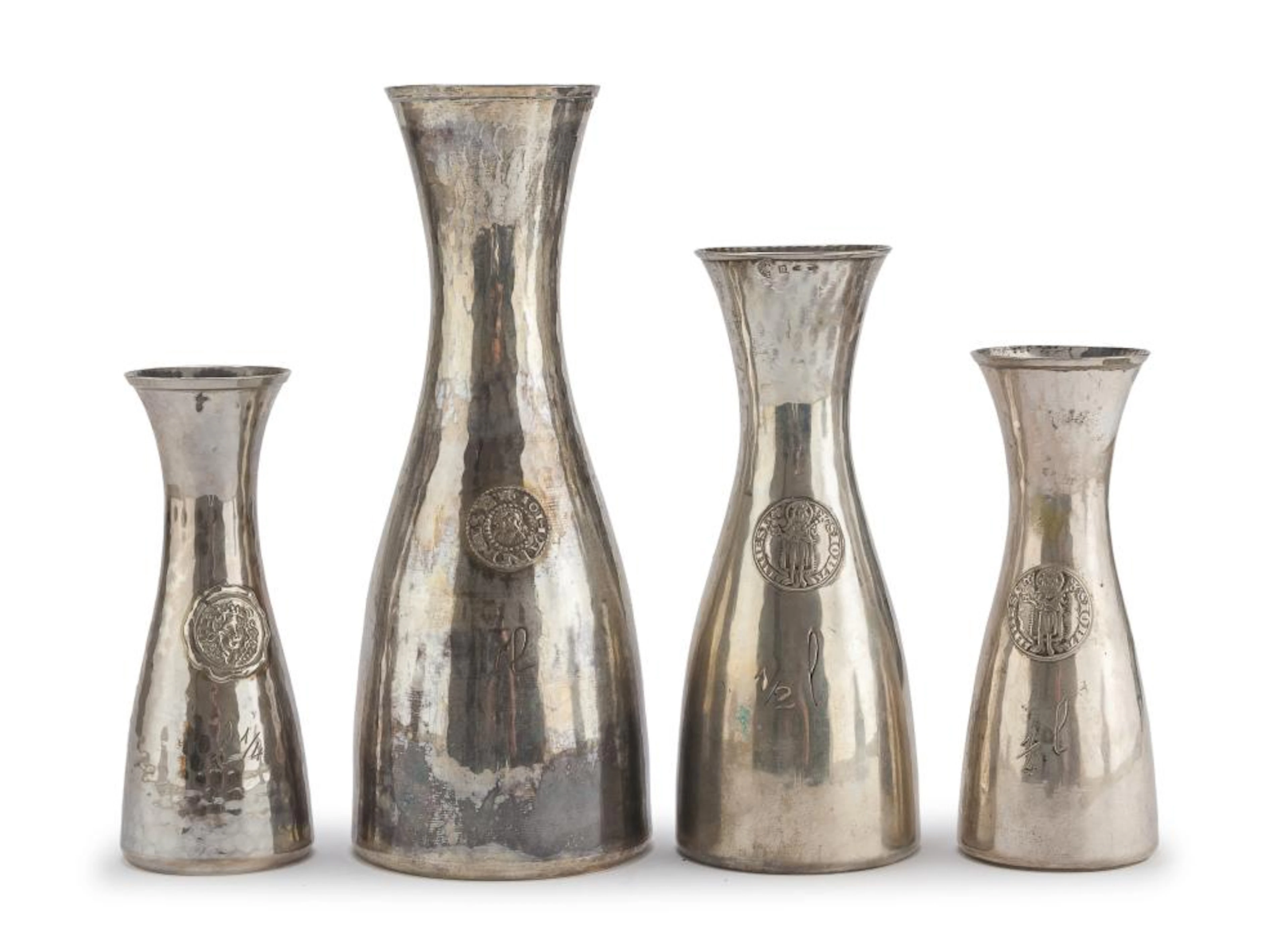 FOUR SILVER WINE BOTTLES FLORENCE POST 1968