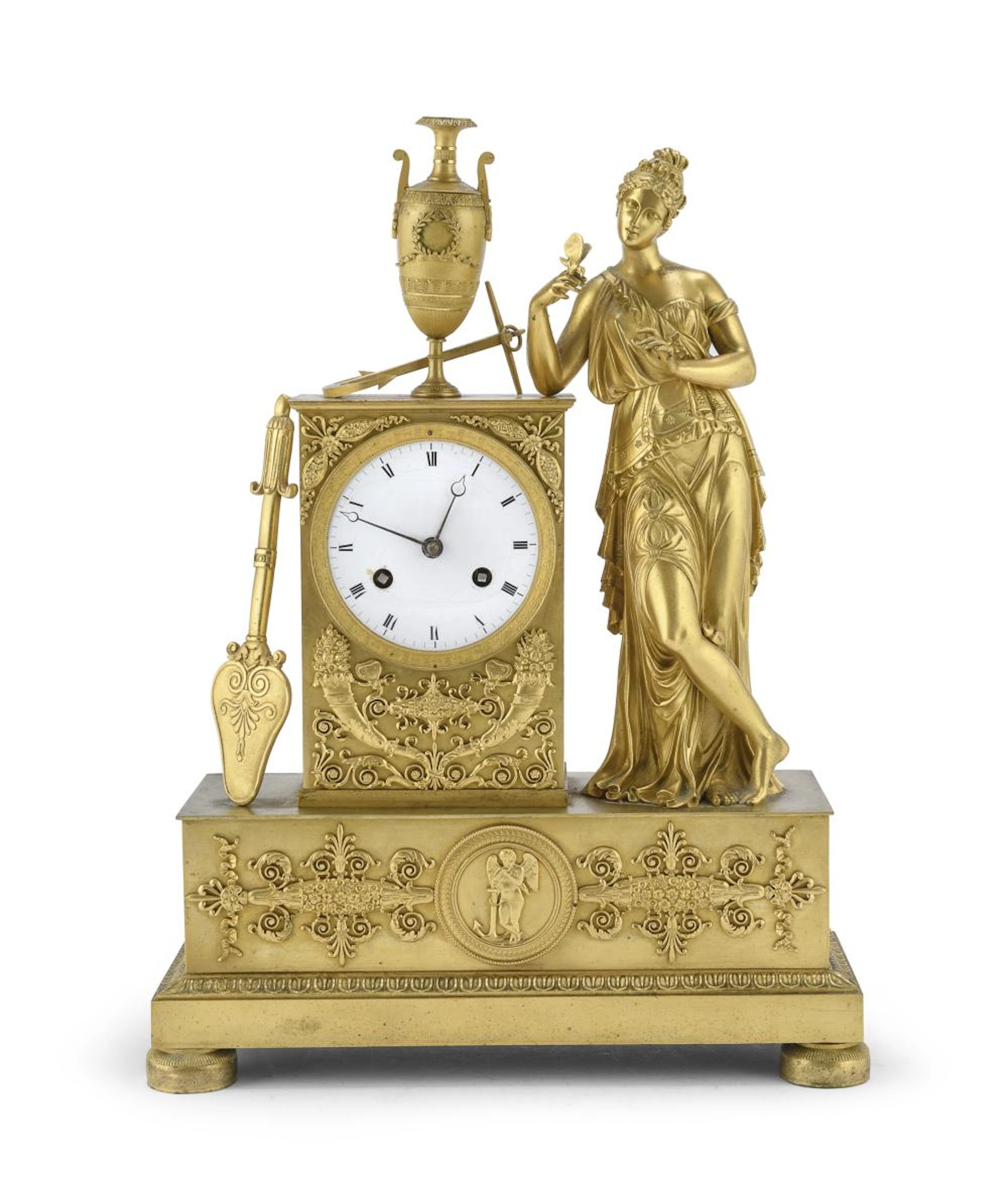 GILT BRONZE CLOCK, PARIS EMPIRE PERIOD