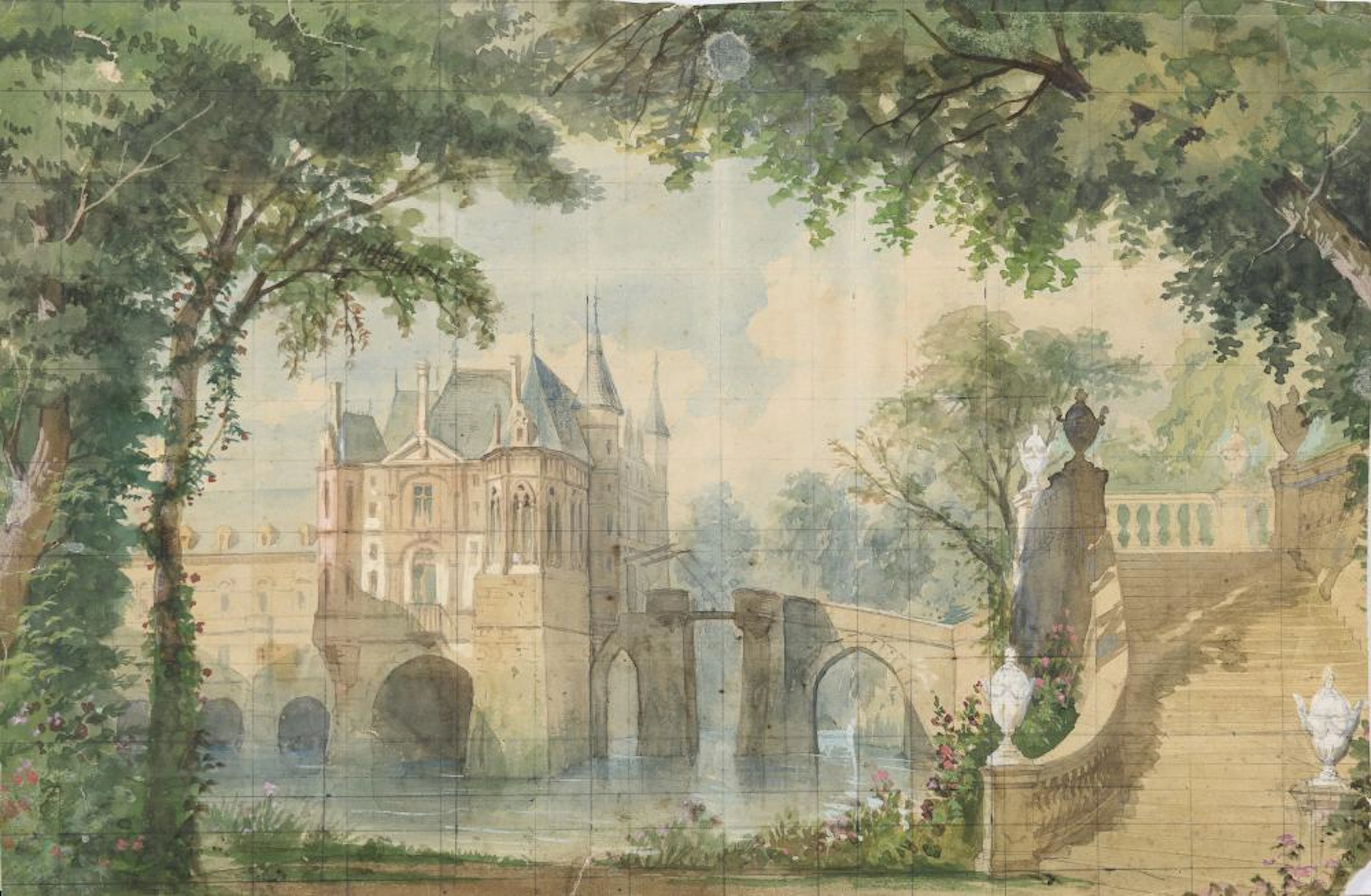 TWO ITALIAN WATERCOLORS, 19TH CENTURY