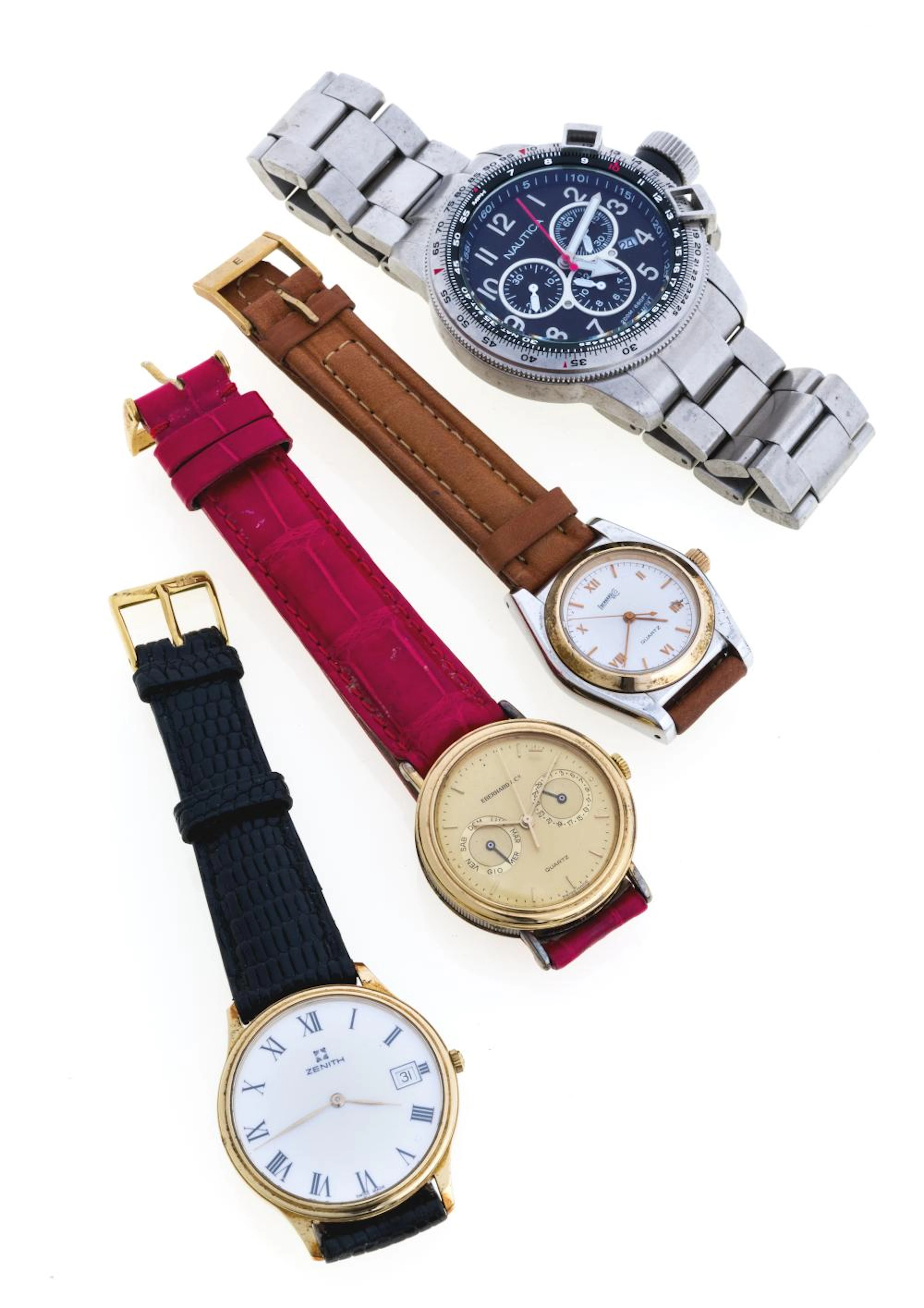 FOUR WRISTWATCHES EBERHARD NAUTICA AND ZENITH