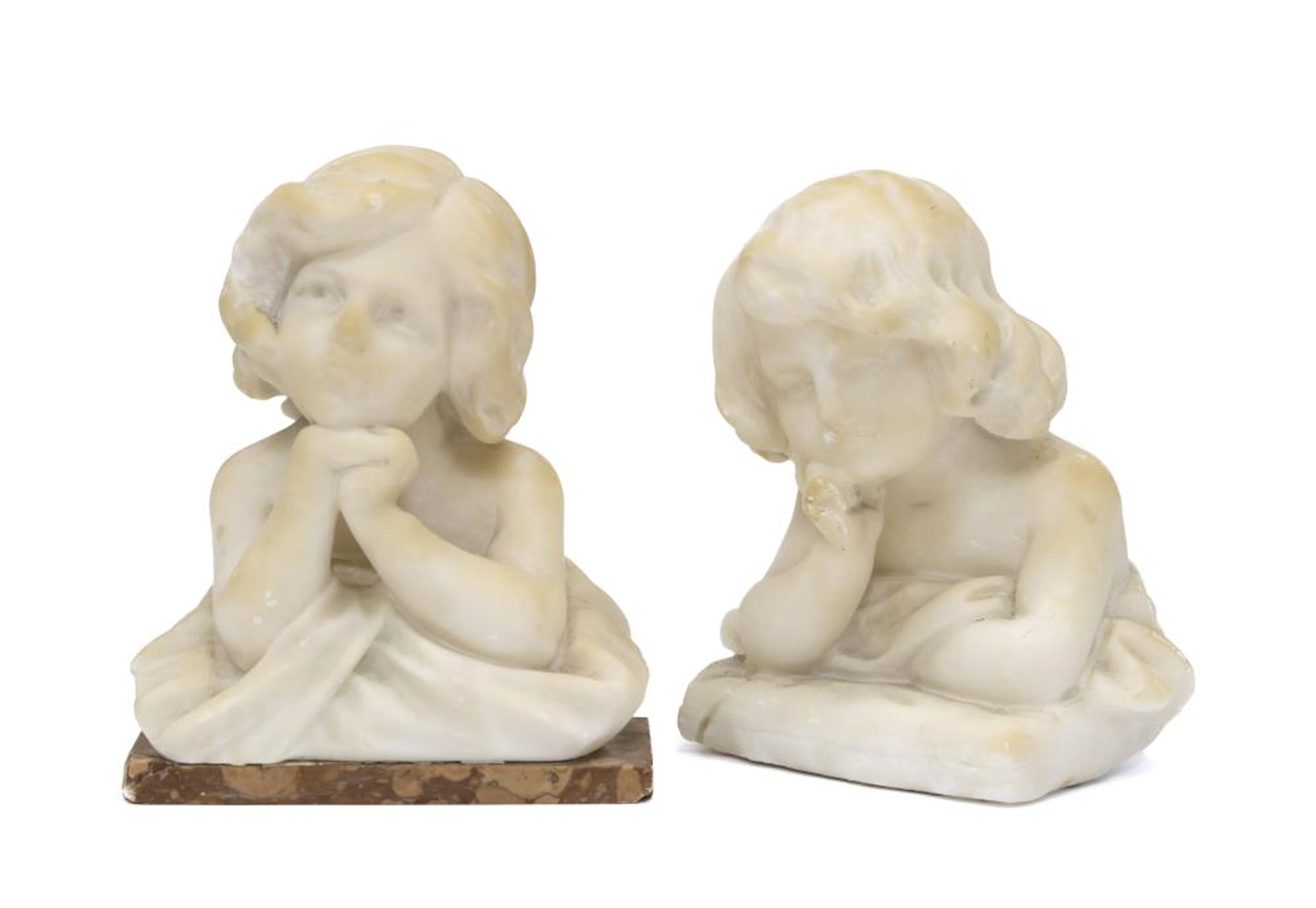 PAIR OF SMALL ALABASTER SCULPTURES, LATE 19TH CENTURY