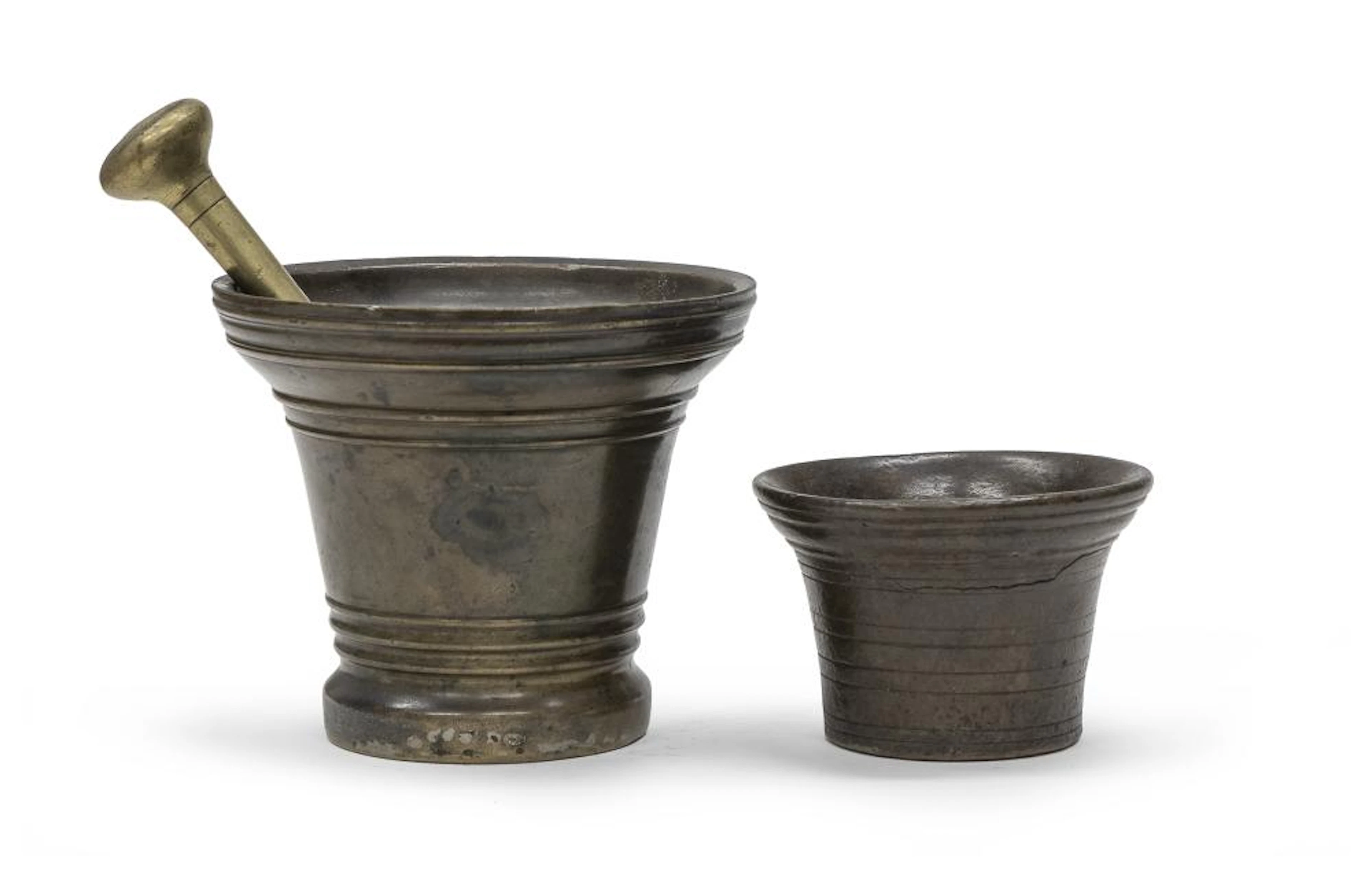 TWO BRONZE MORTARS, 18TH CENTURY