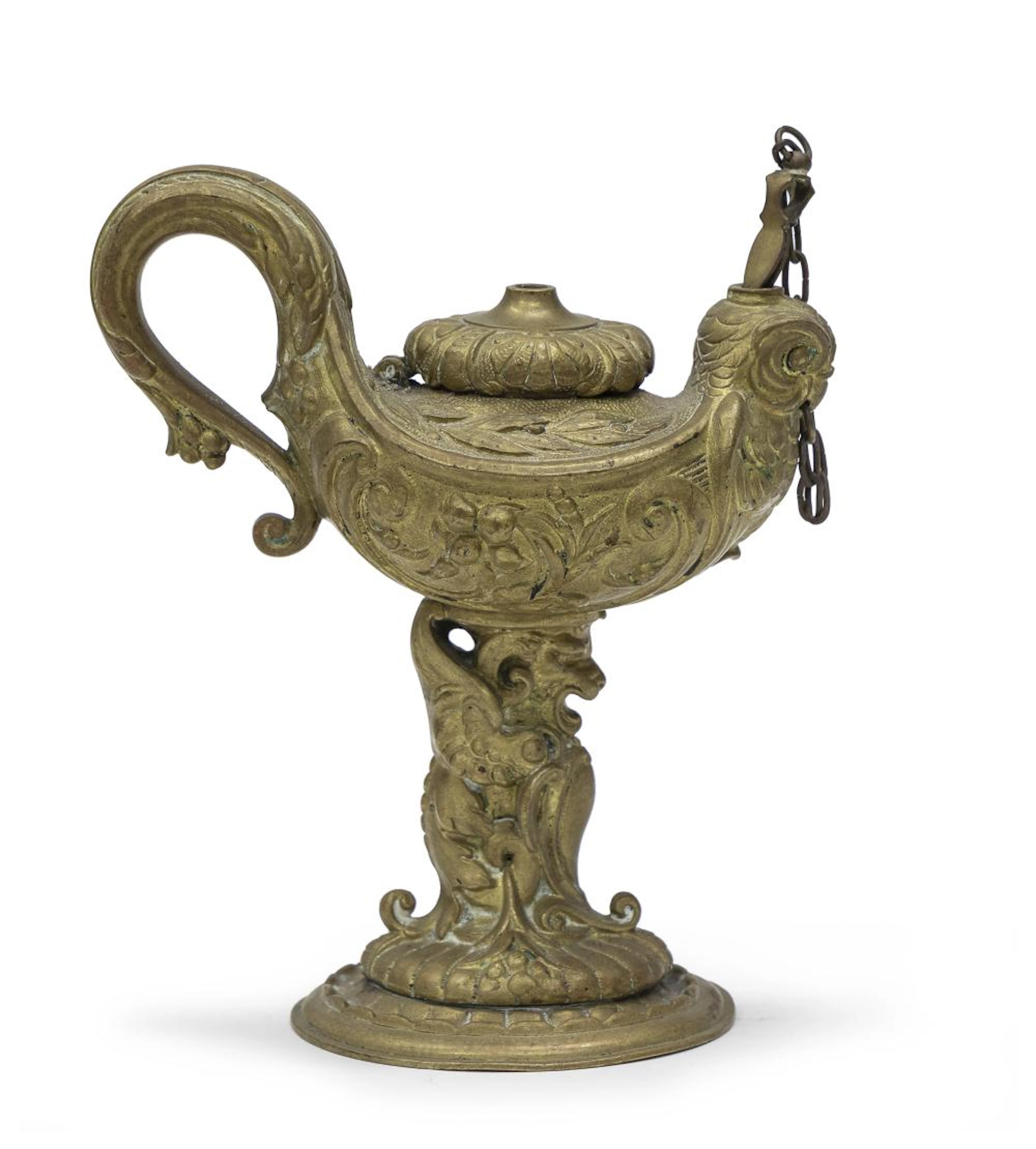 GILT BRONZE OIL LAMP, 18TH CENTURY