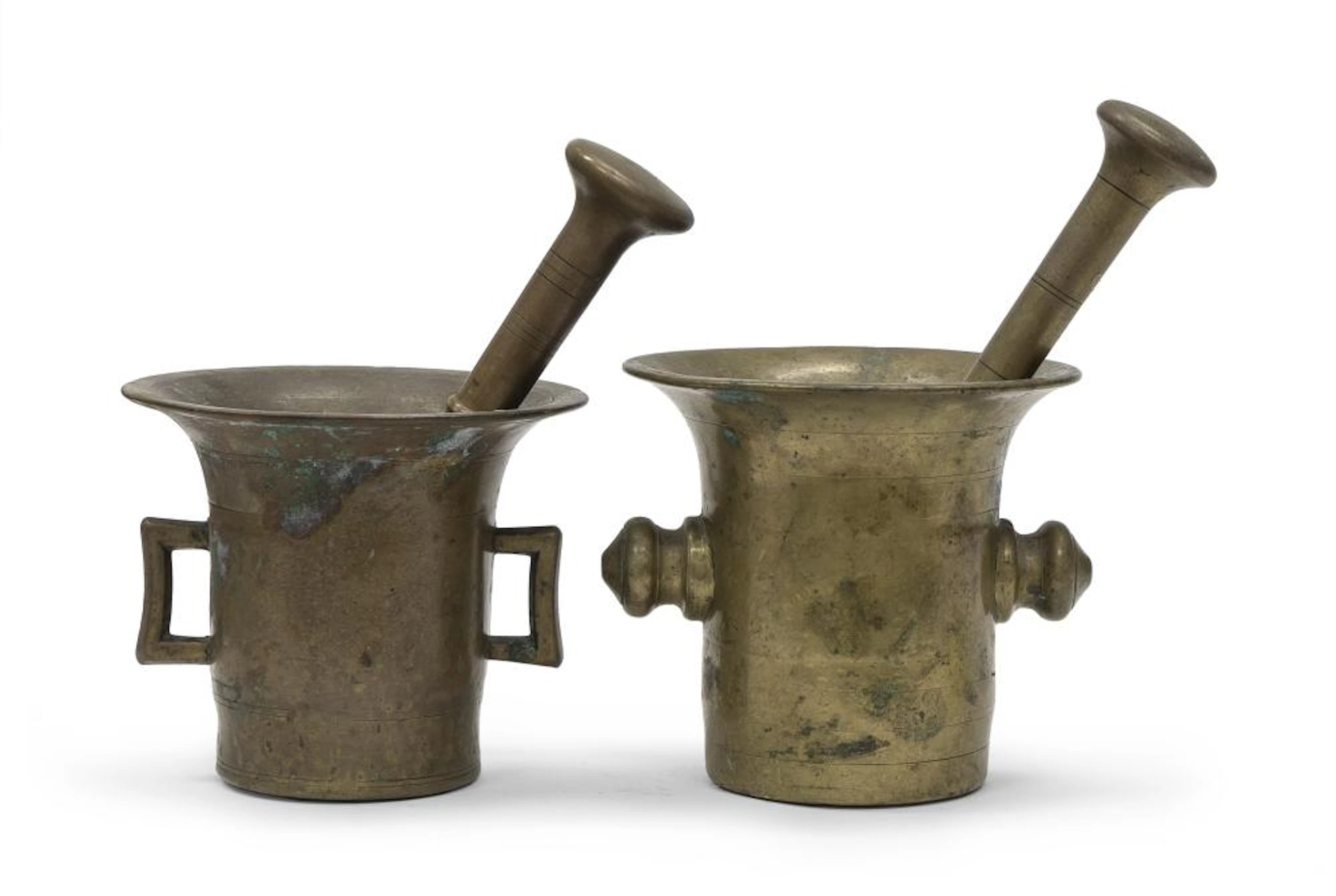 TWO BRONZE MORTARS, 18TH CENTURY