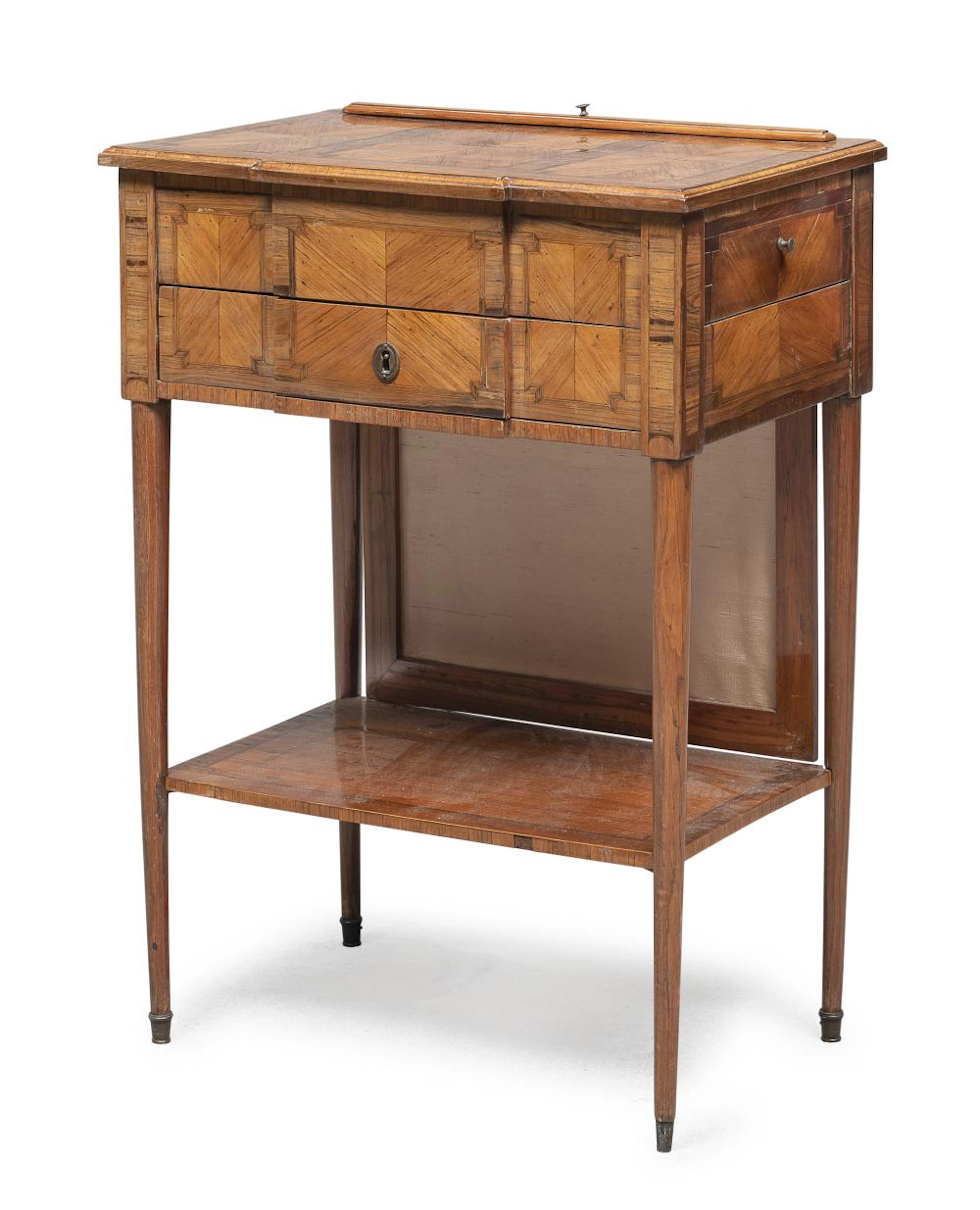 BEDSIDE TABLE WITH PINK EBONY FIRESCREEN, FRANCE TRANSITION PERIOD