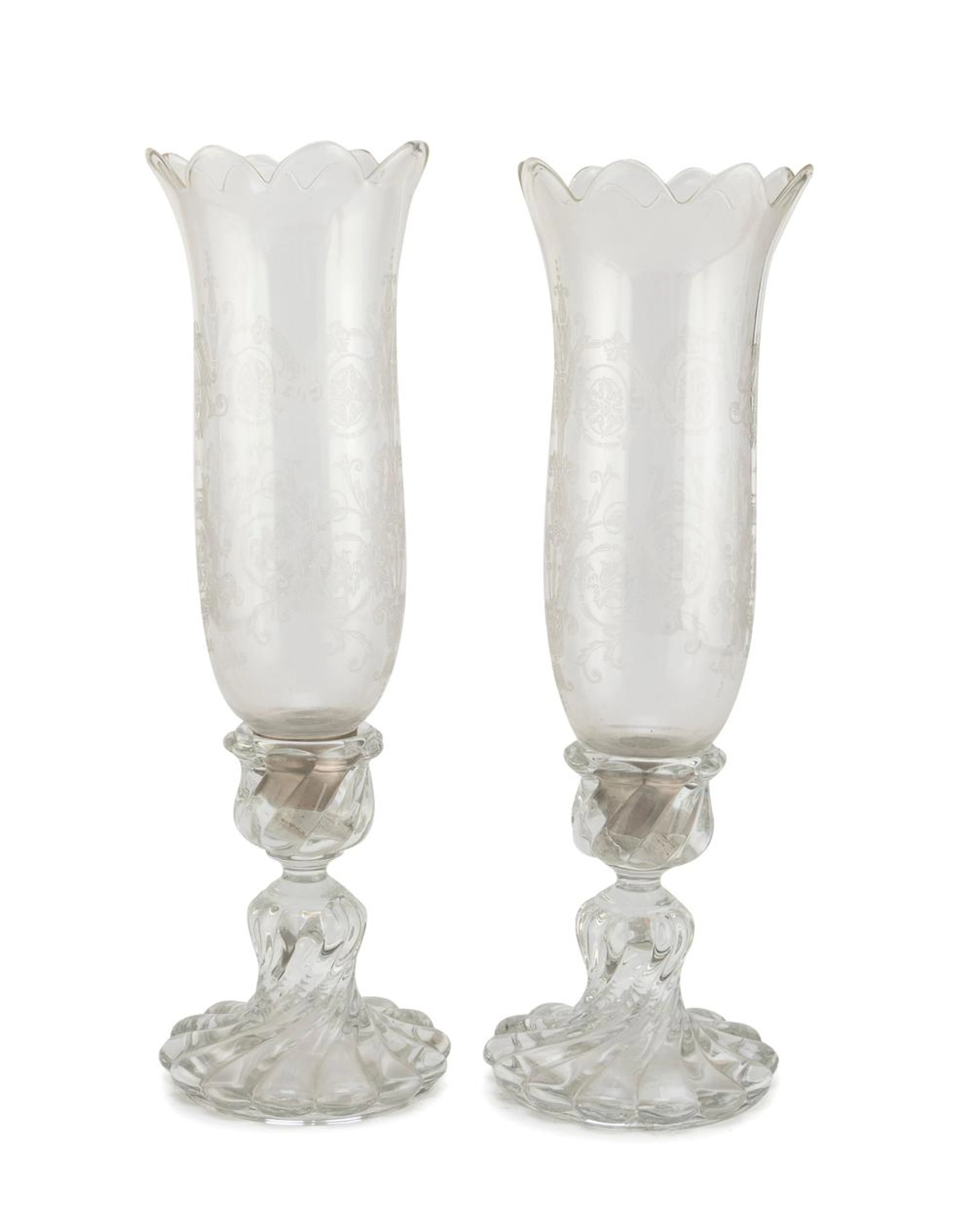 PAIR OF CRYSTAL CANDLESTICKS 20th CENTURY BACCARAT