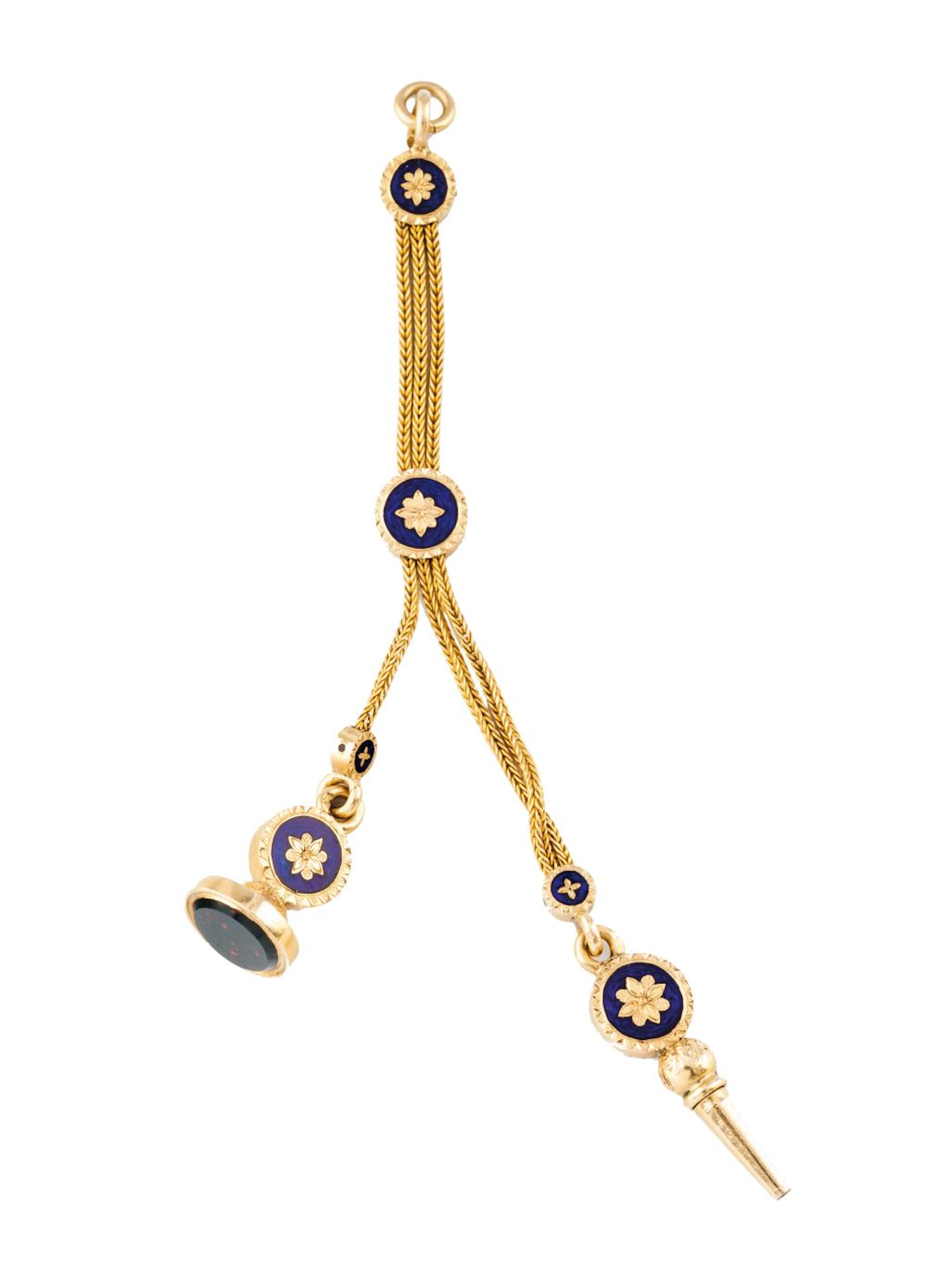 A set of lapel watch pin and chatelaine