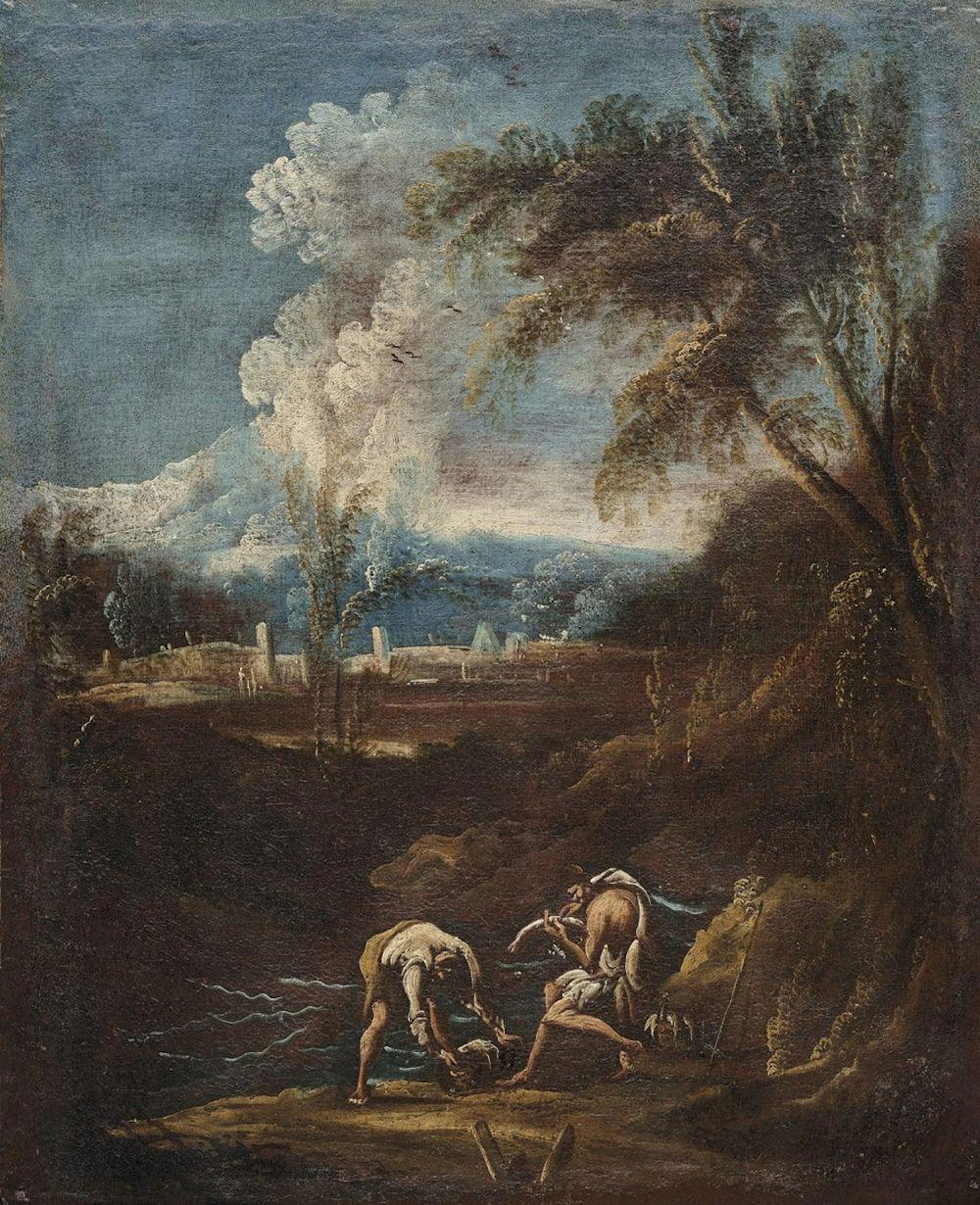 CERCHIA DI ALESSANDRO MAGNASCO COPPIA DI PAESAGGI CON...
