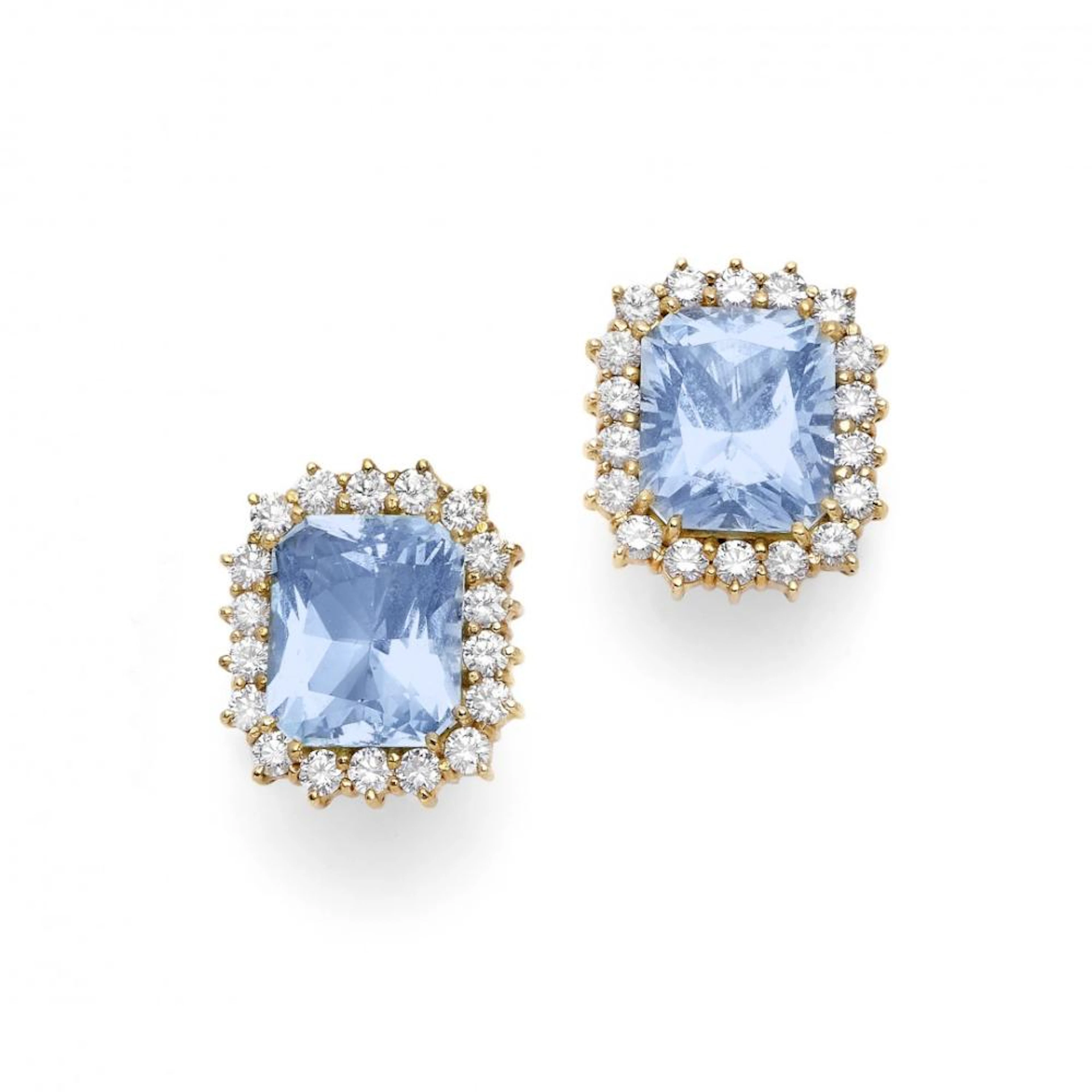 pair of aquamarine and diamond ear clips