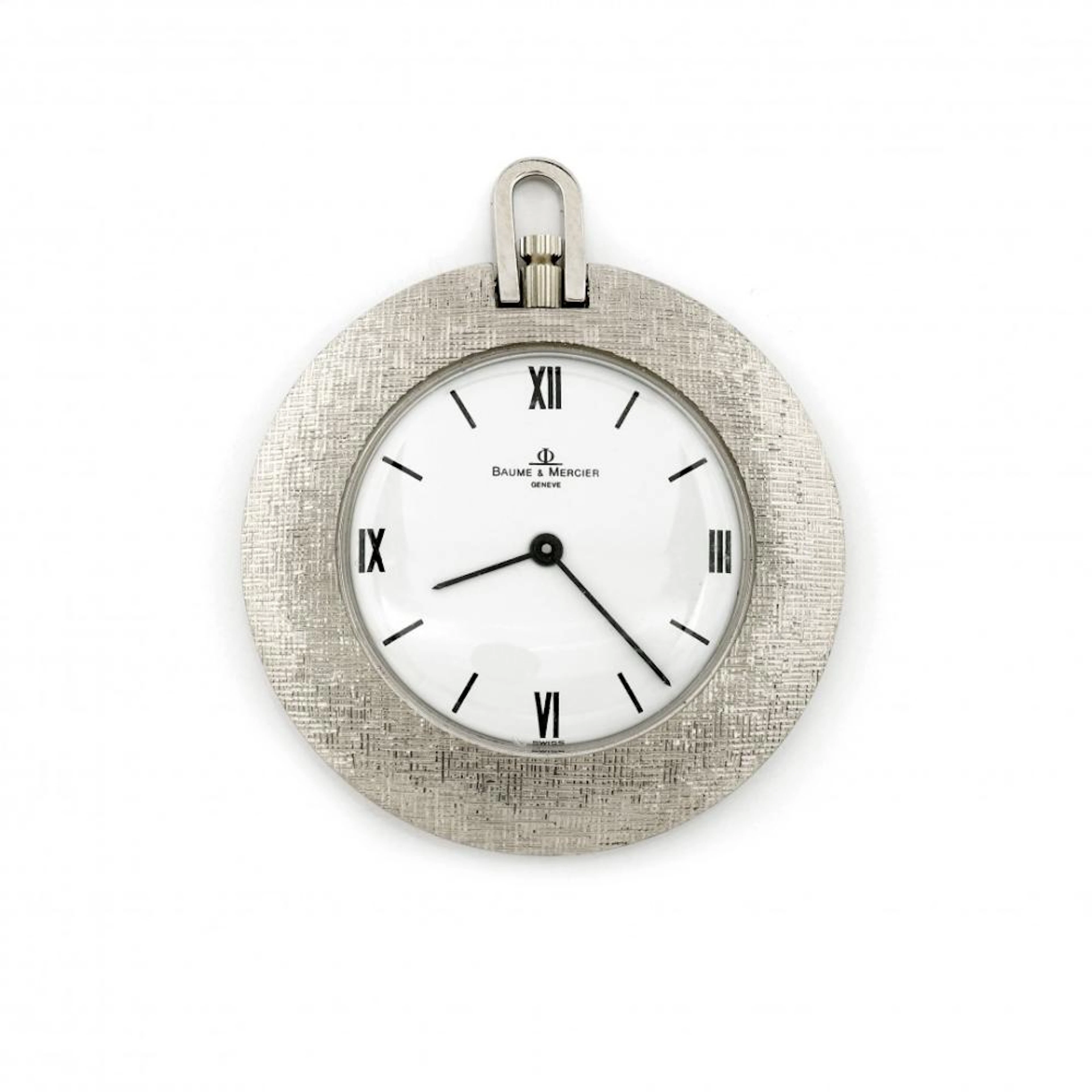 white gold pocket watch, baume & mercier