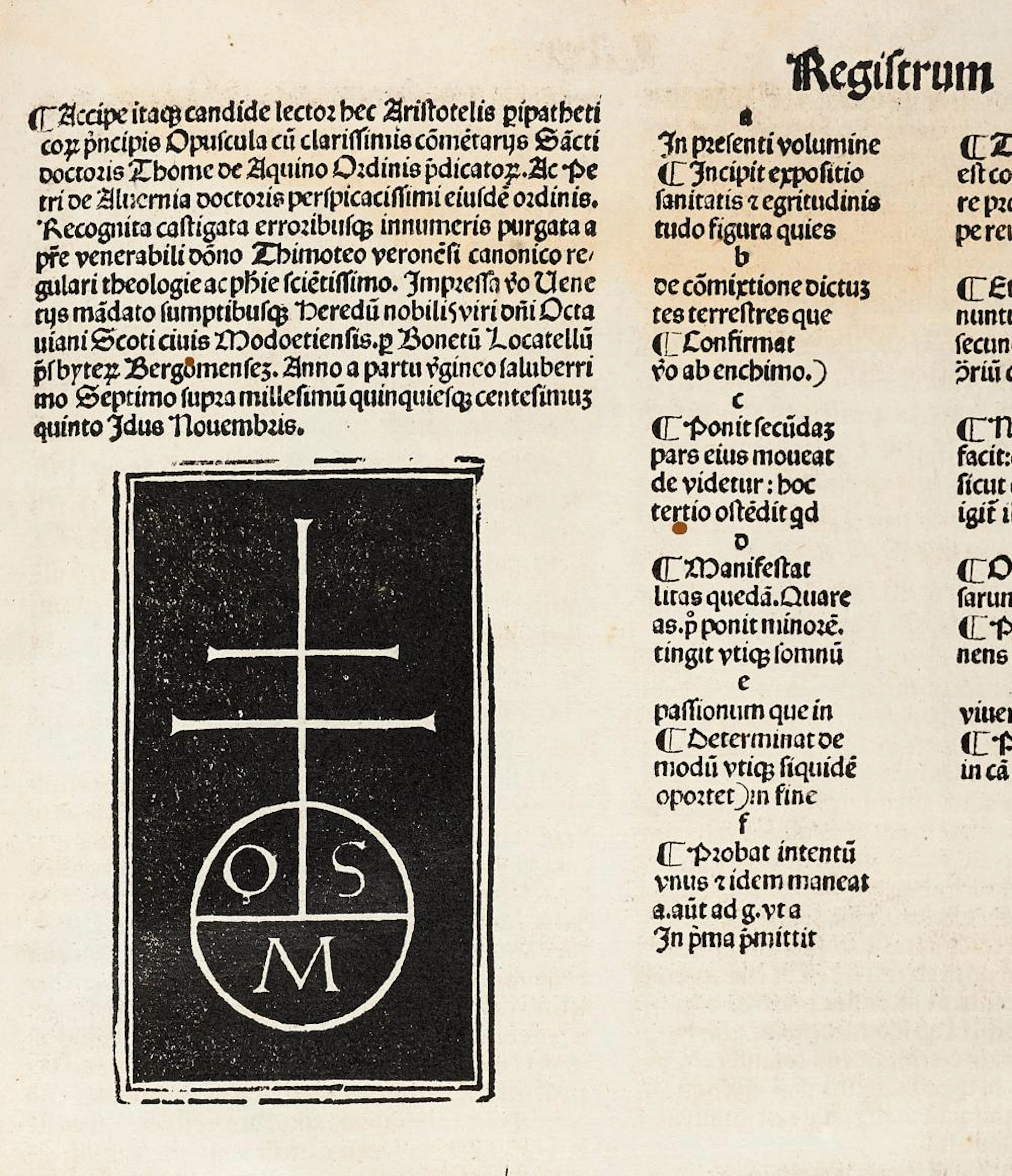 Tommaso d'Aquino In presenti volumine infrascripta...