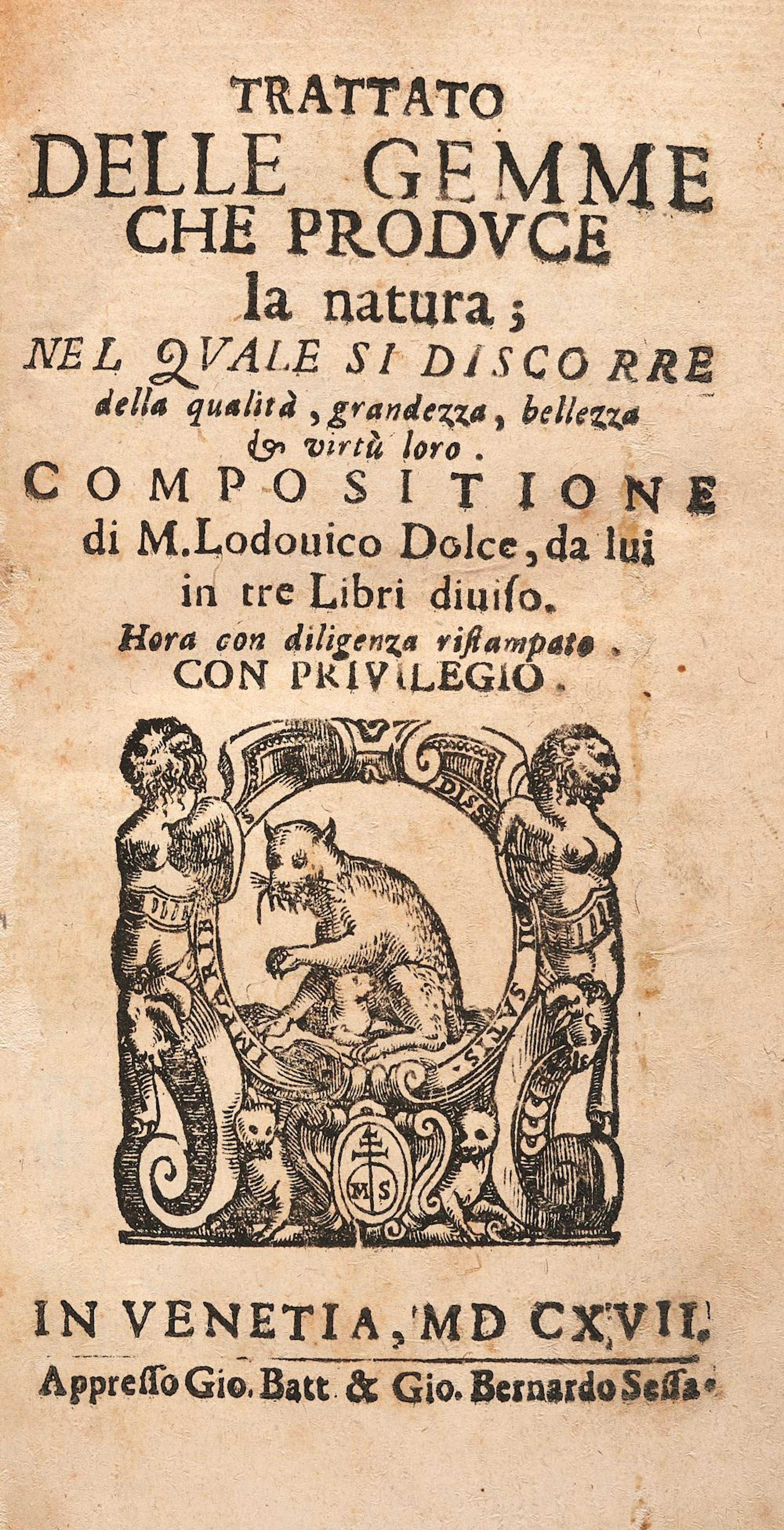 Dolce, Lodovico Trattato delle gemme che produce la natura.