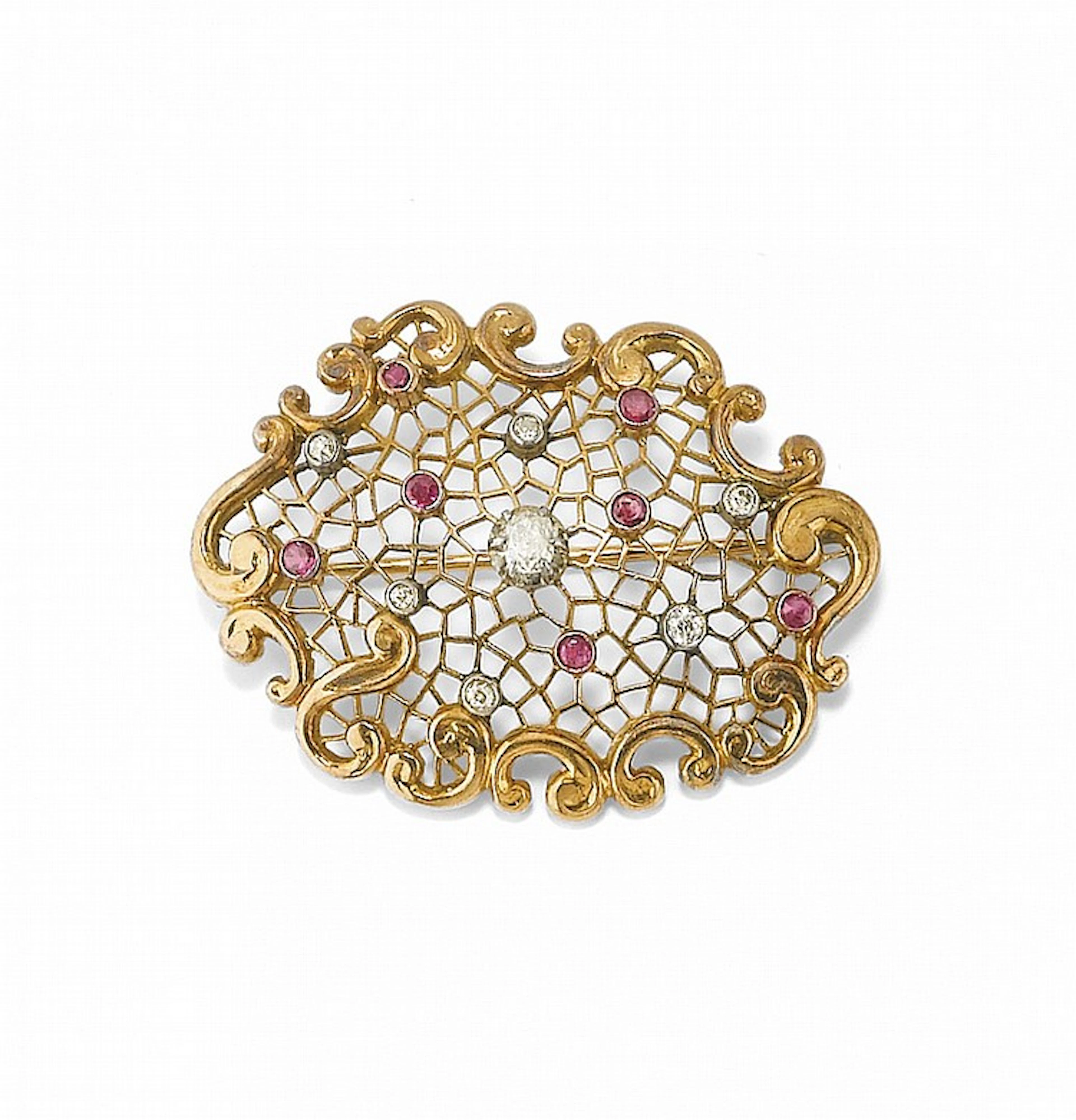 GOLD AND GEM-SET BROOCH