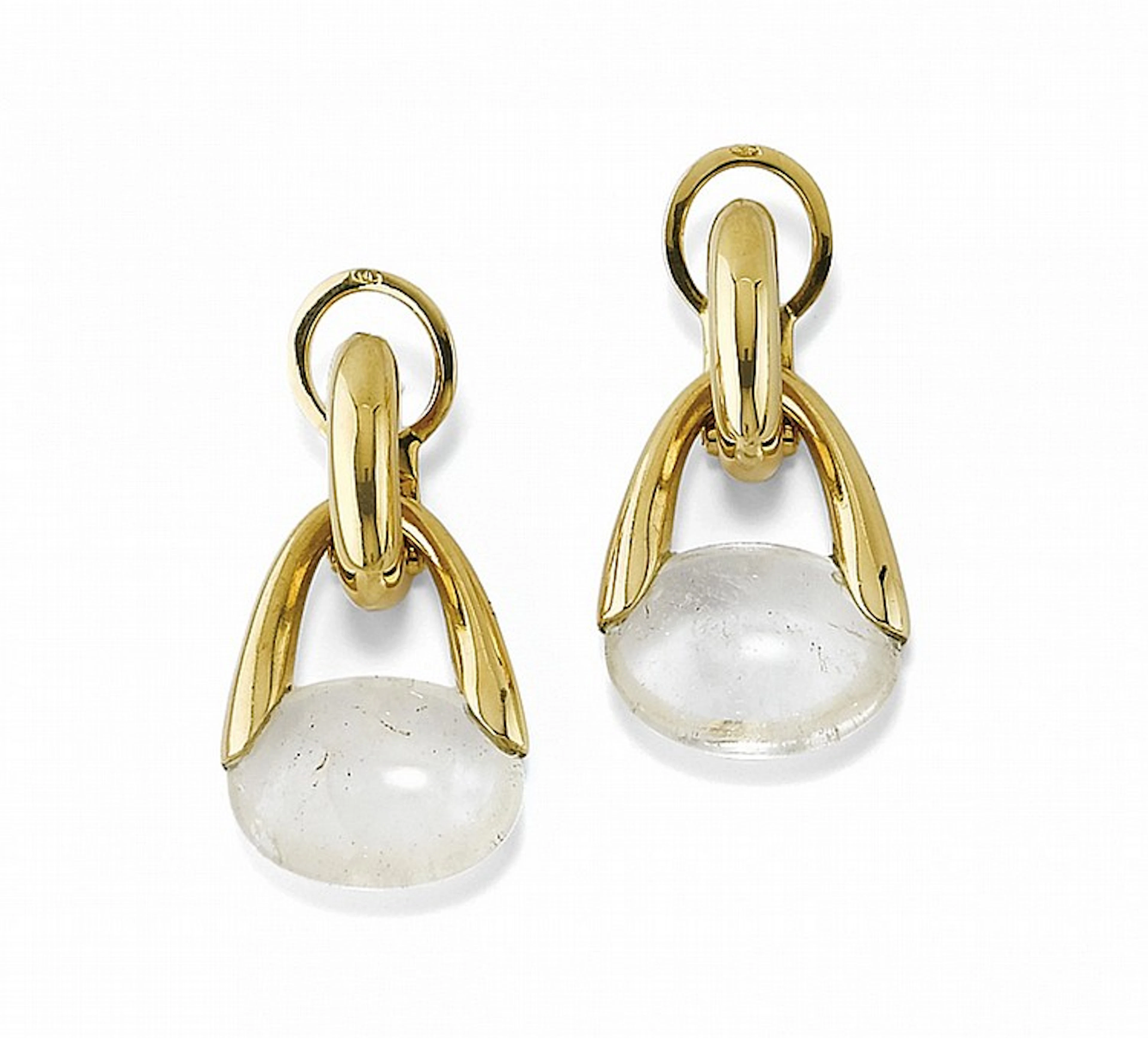 PAIR OF GOLD AND ROCK CRYSTAL EARRINGS, POMELLATO