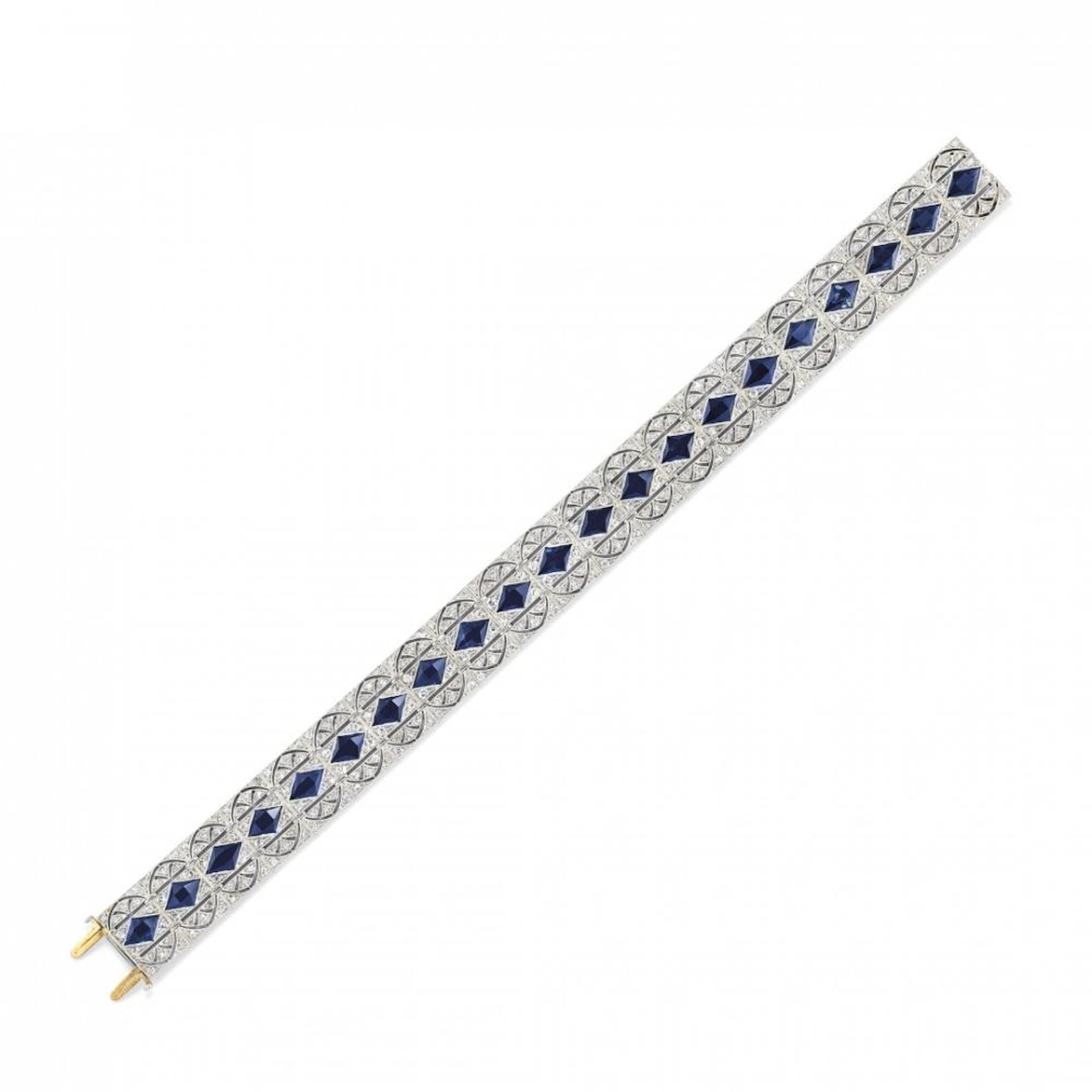 Bracciale In Diamanti E Zaffiri Blu - Diamond And Blue Sapphire Bracelet