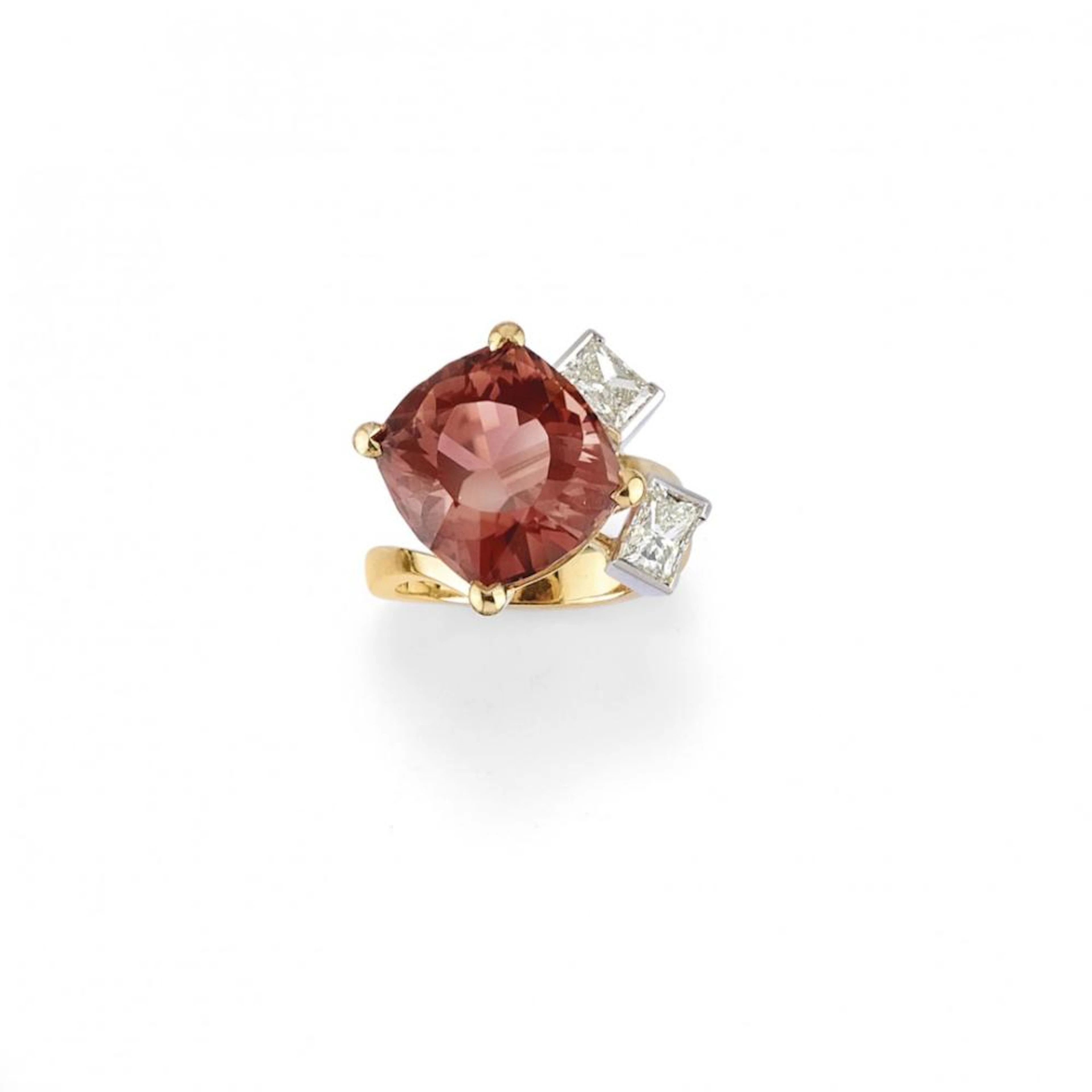 Anello In Tormalina Rosa E Diamanti