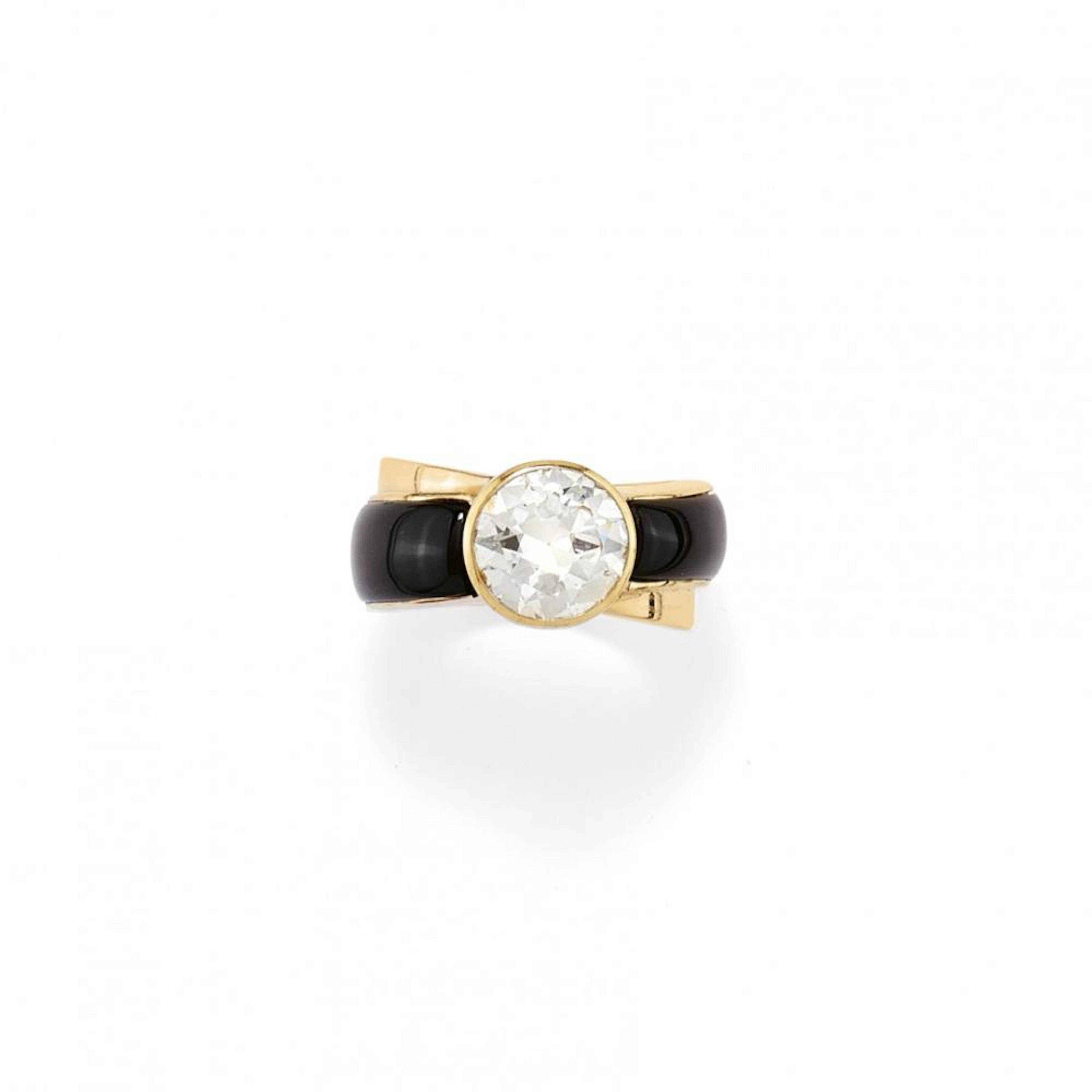Anello In Diamante E Onice - Diamond And Onyx Ring