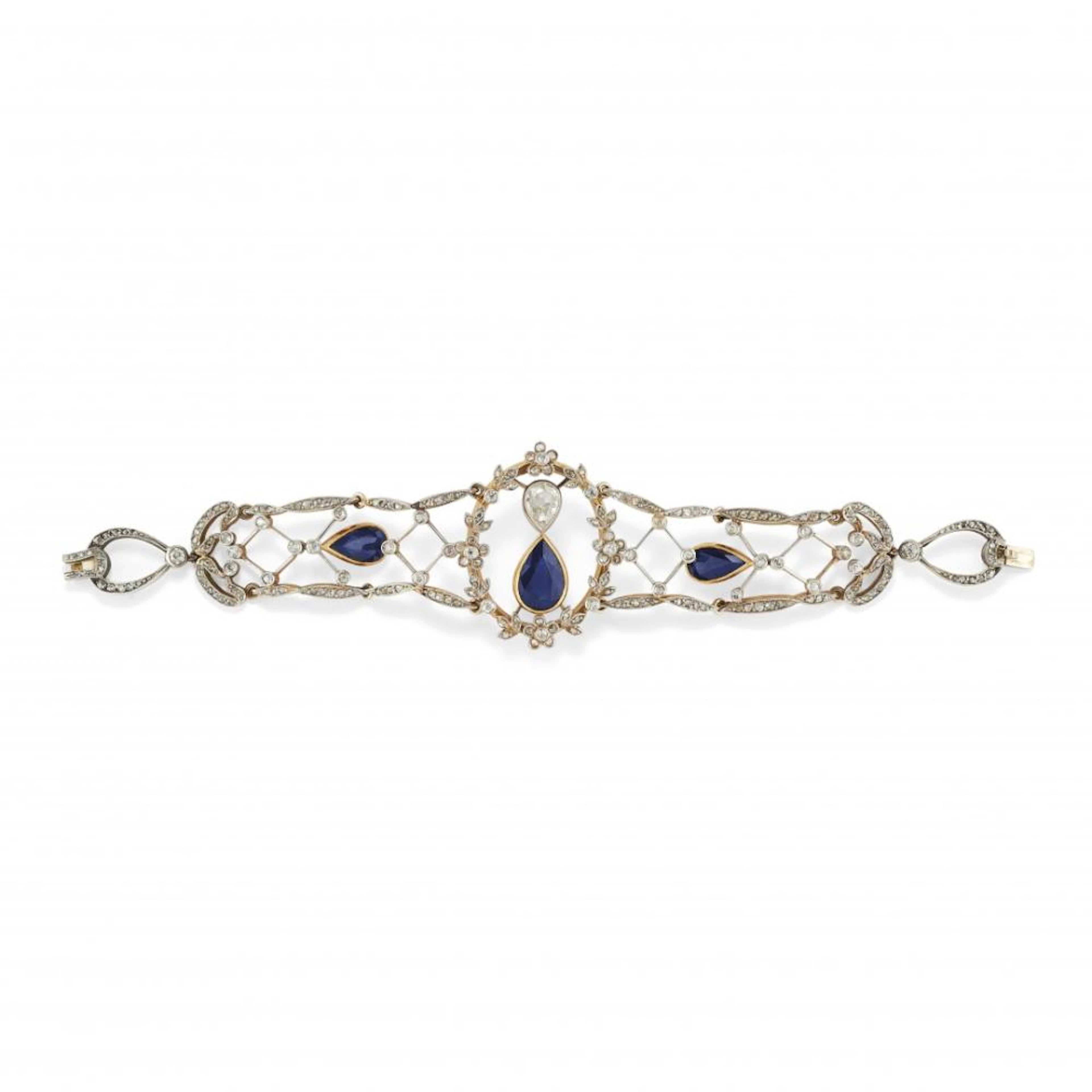 Bracciale In Zaffiri Blu E Diamanti - Blue Sapphire And Diamond Bracelet