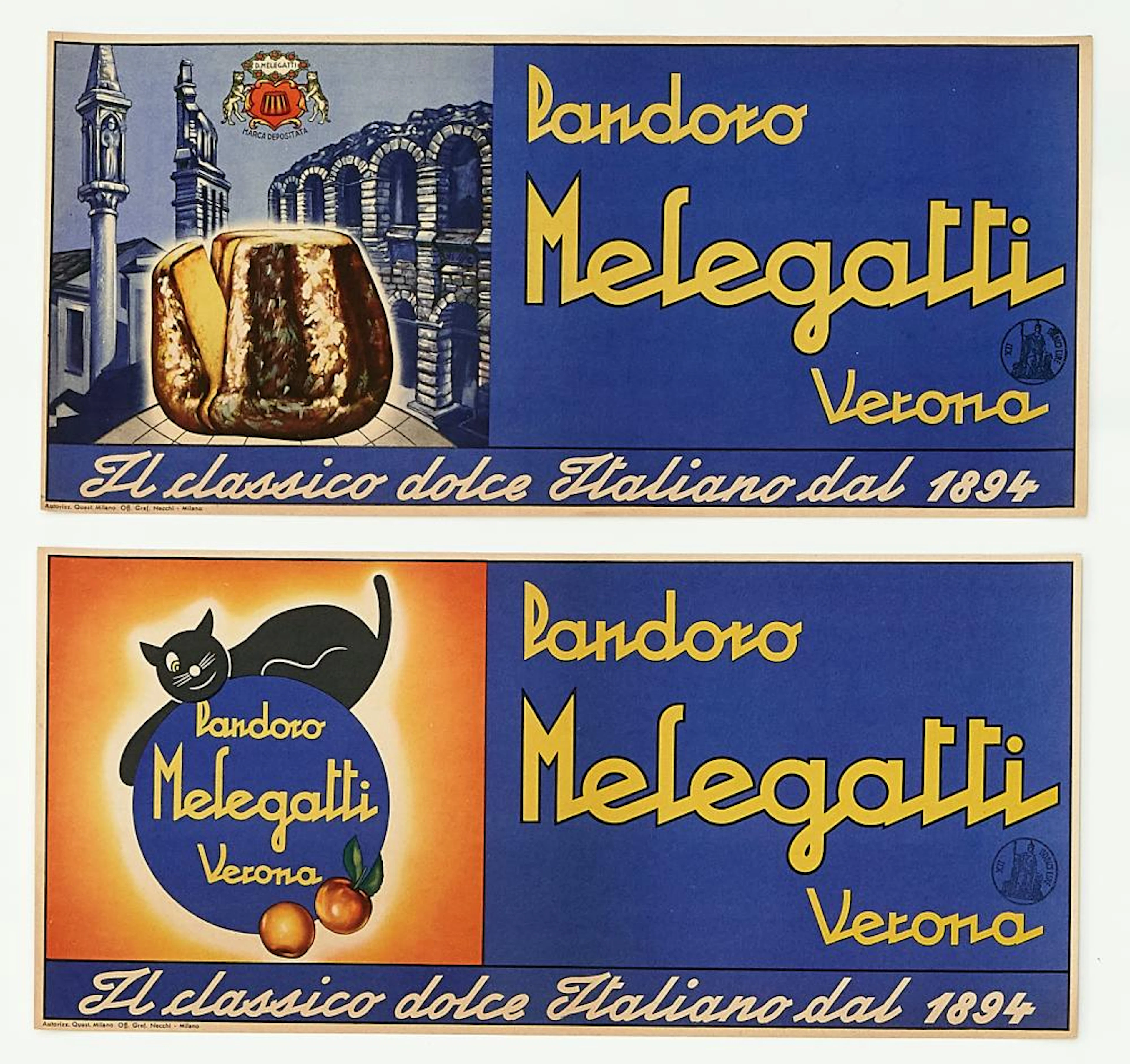 ANONIMO Coppia di locandine orizzontali per 'Pandoro...