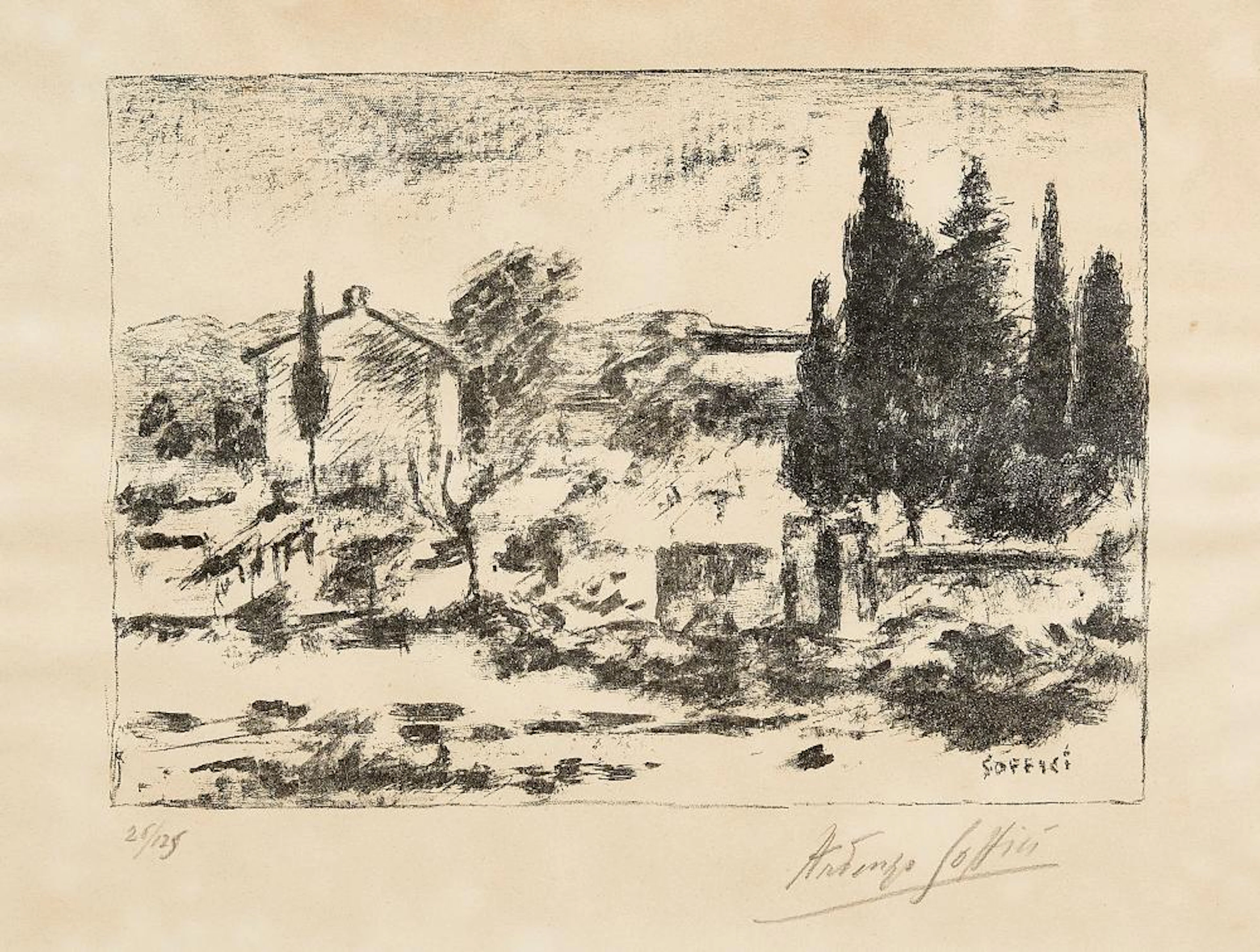 ARDENGO SOFFICI 1879-1964 Landscape 1960