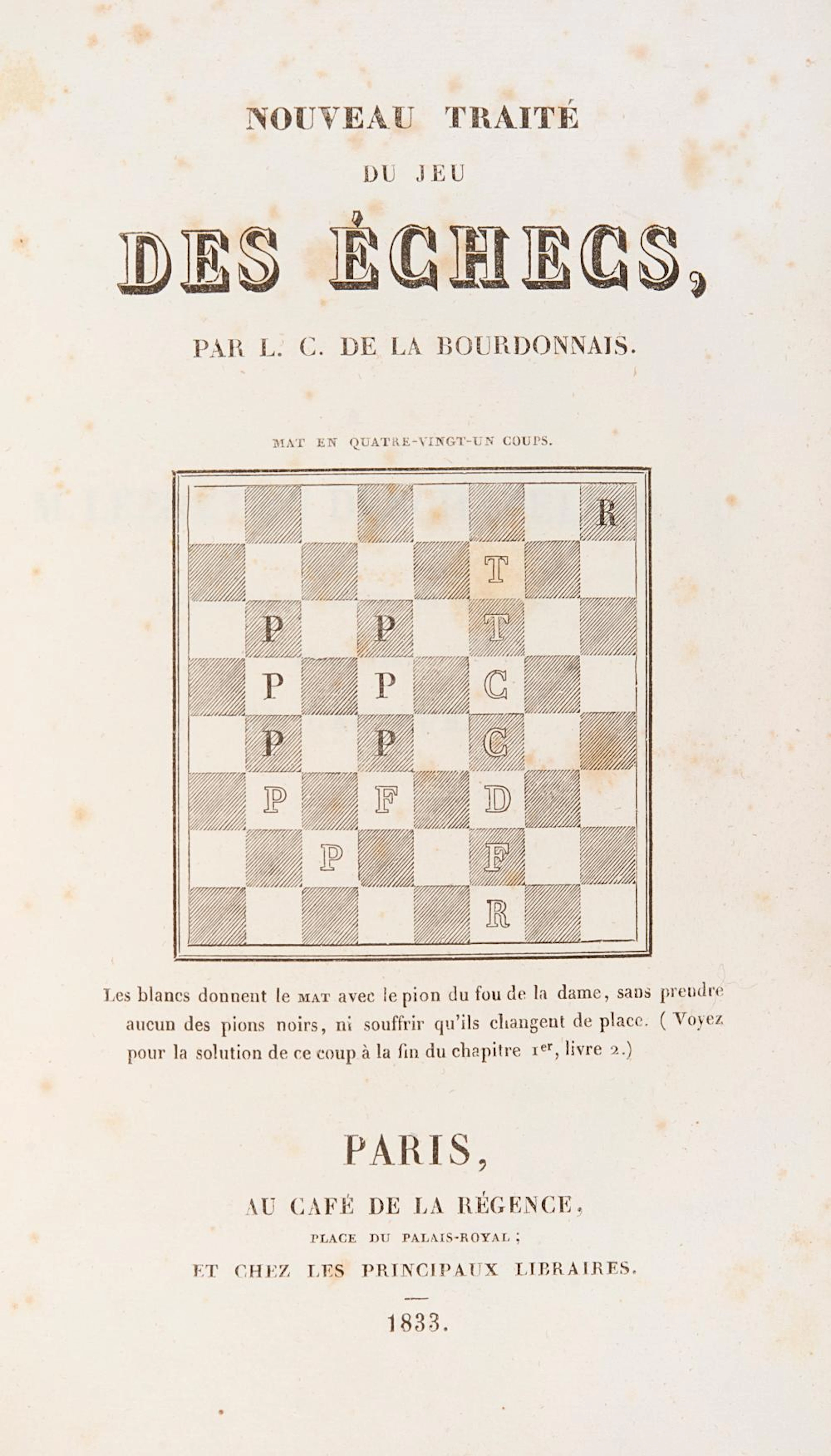 La Bourdonnais, Louis-Charles de Nouveau traité du jeu des échecs.