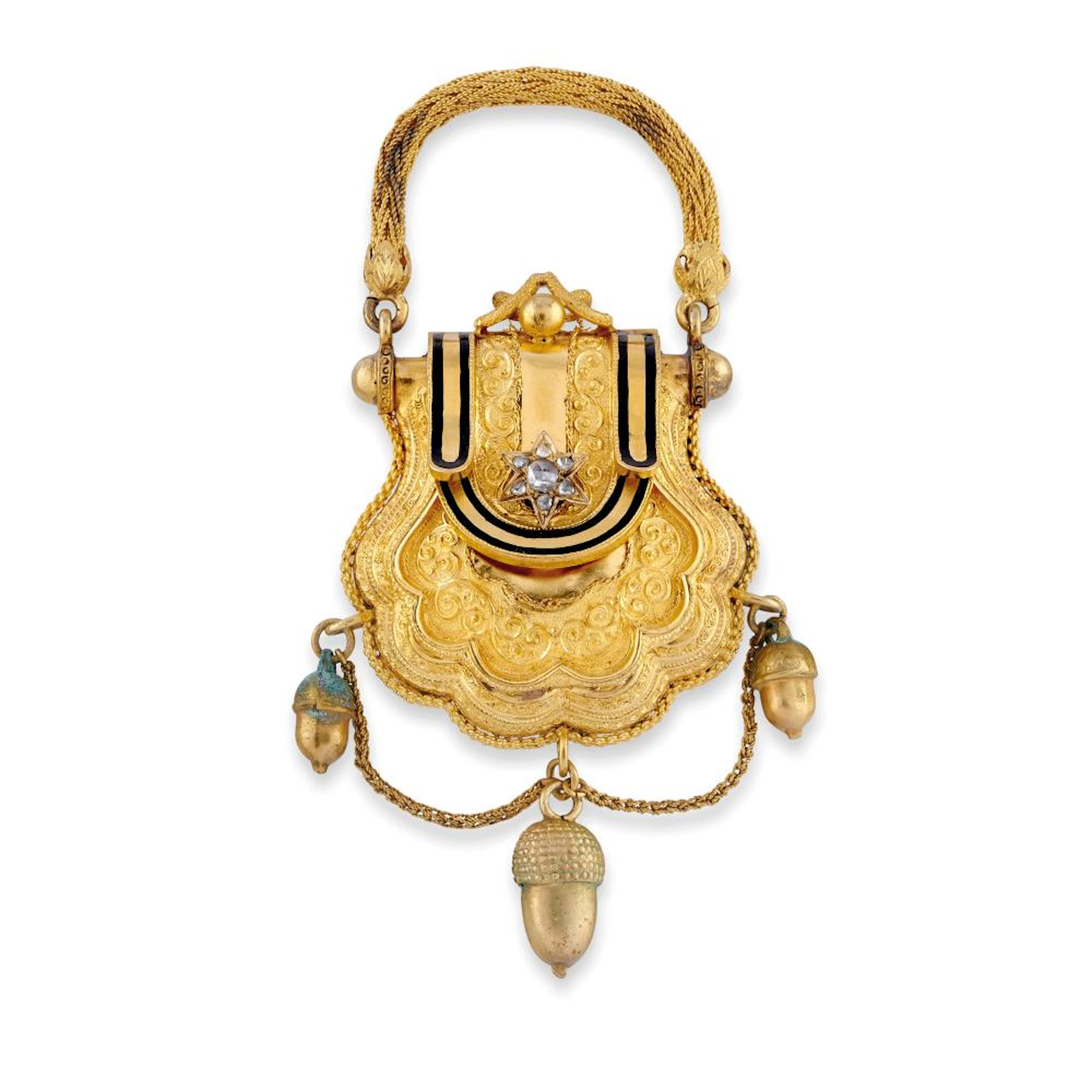 PATECK & CIE PENDANT WATCH IN GOLD WITH PURSE WATCH HOLDER, CIRCA 1840