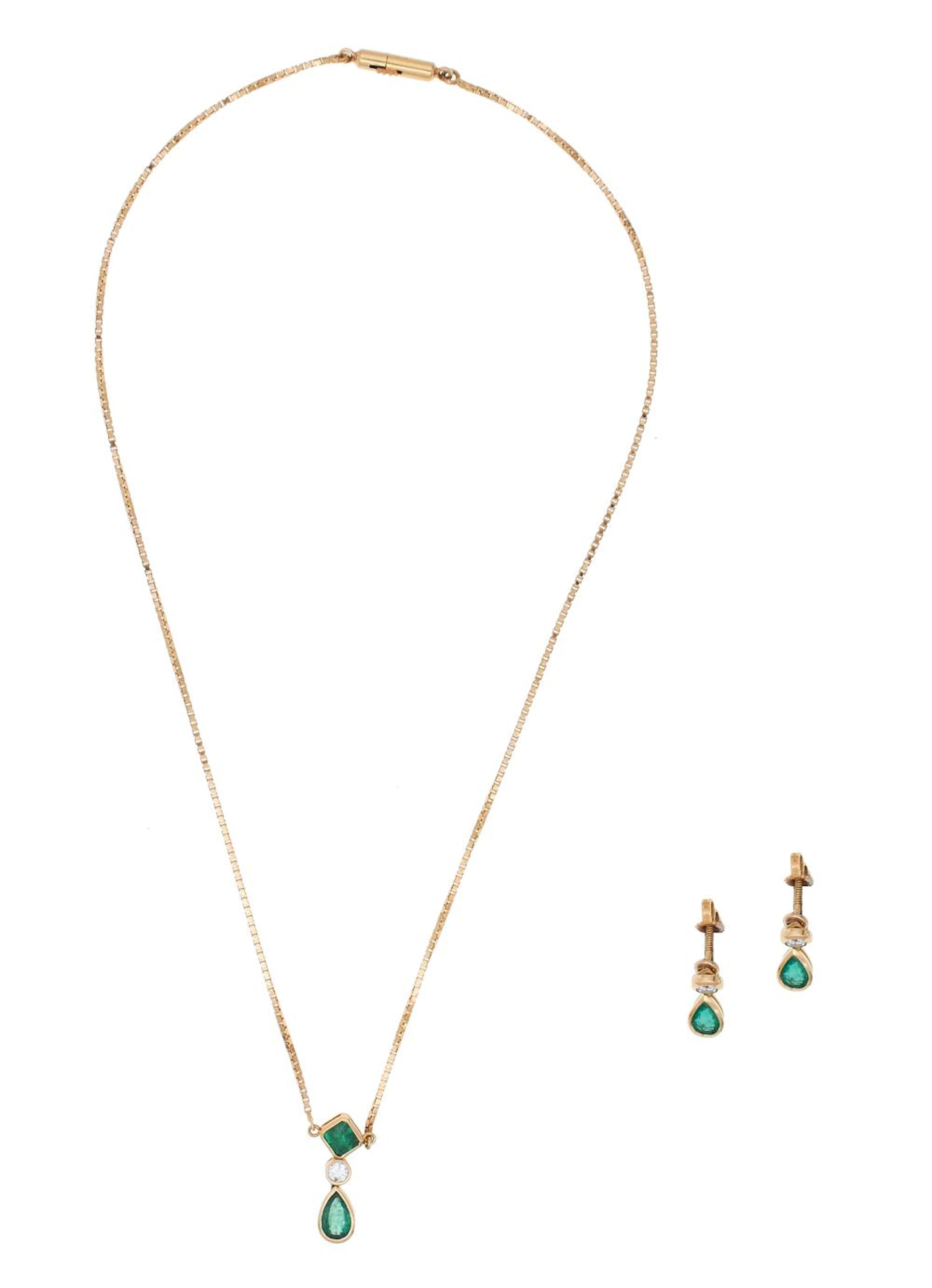 Diamond and emerald demi parure