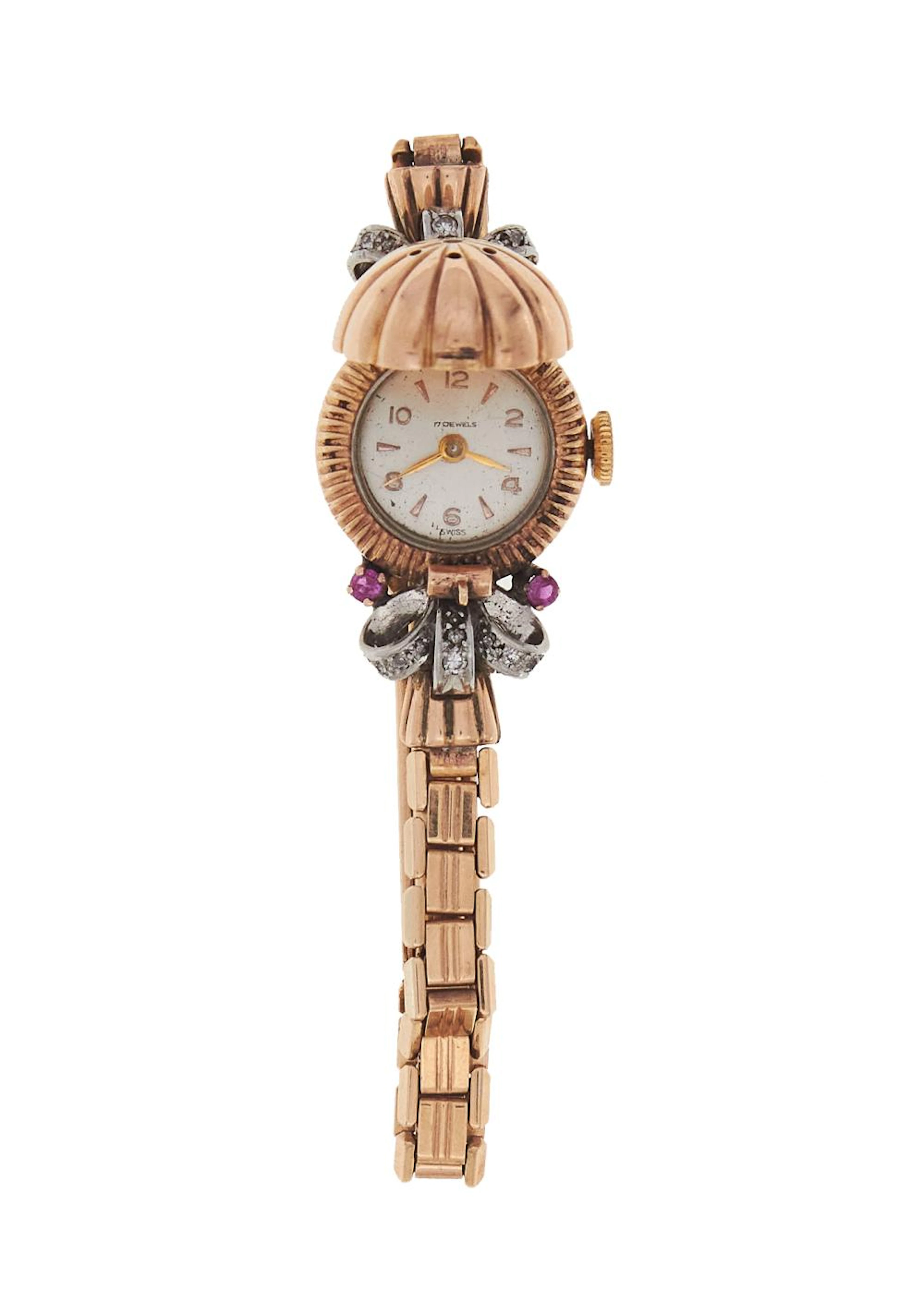lady's 9k gold and gem-set watch
