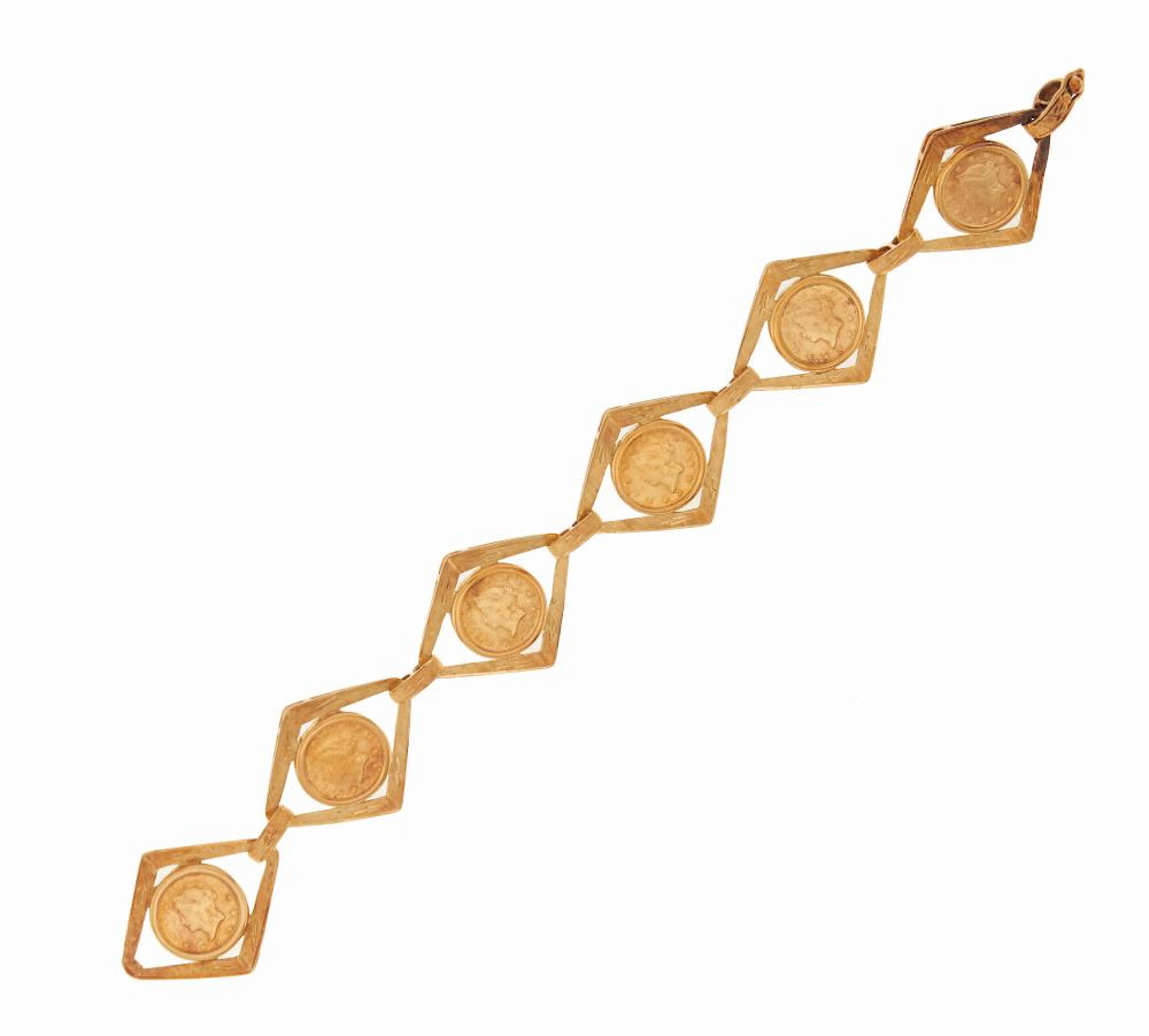 18k yellow gold bracelet with coins